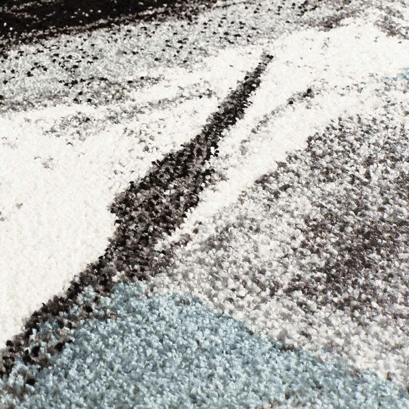 Blue and Black Abstract Modern Area rug