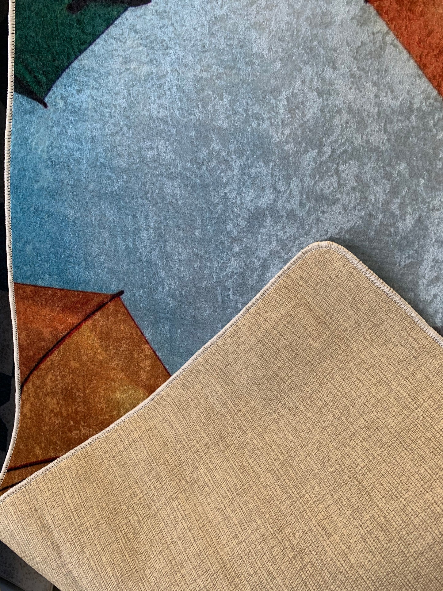 Kids Colorful Umbrela Flat Pile Area Rug