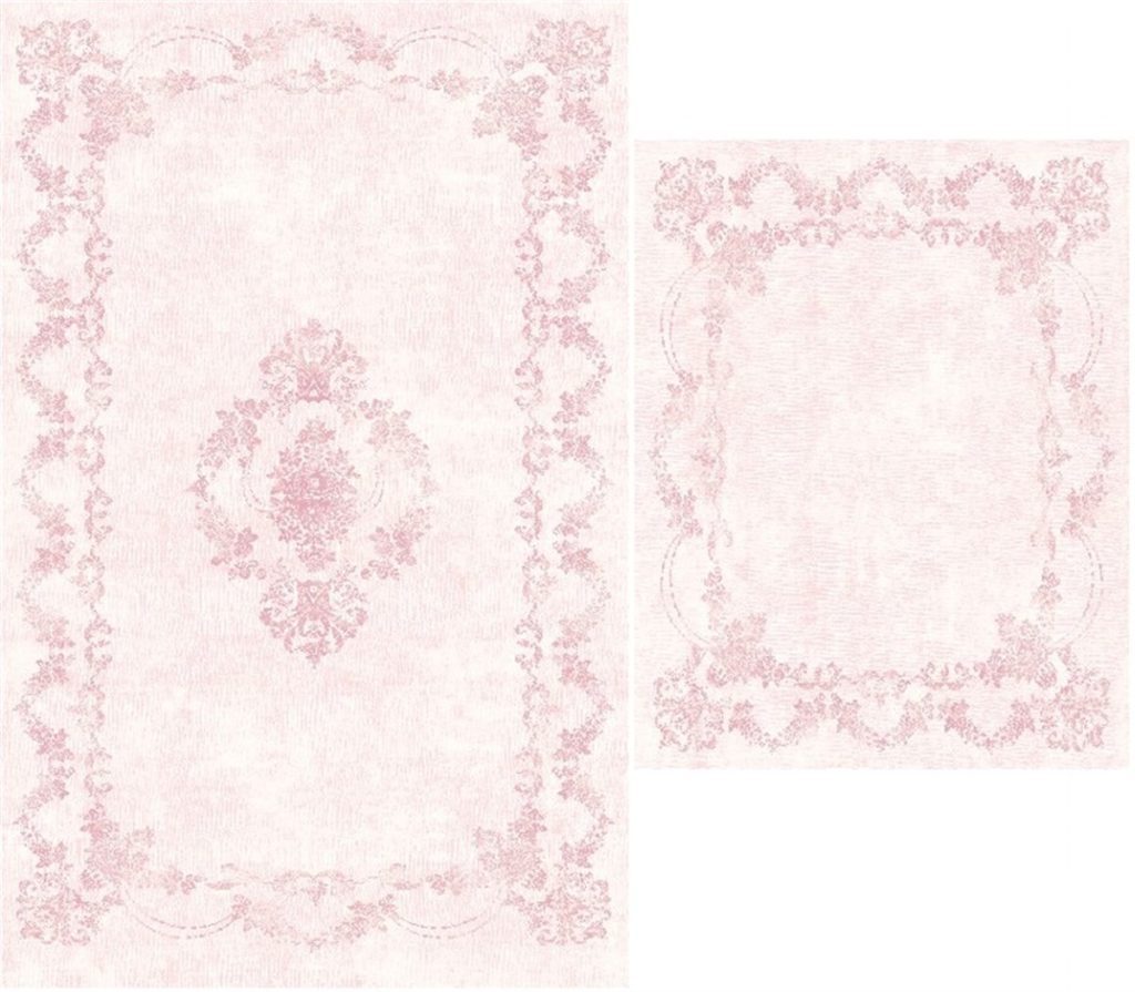Pink Border Design Bath Mat Set