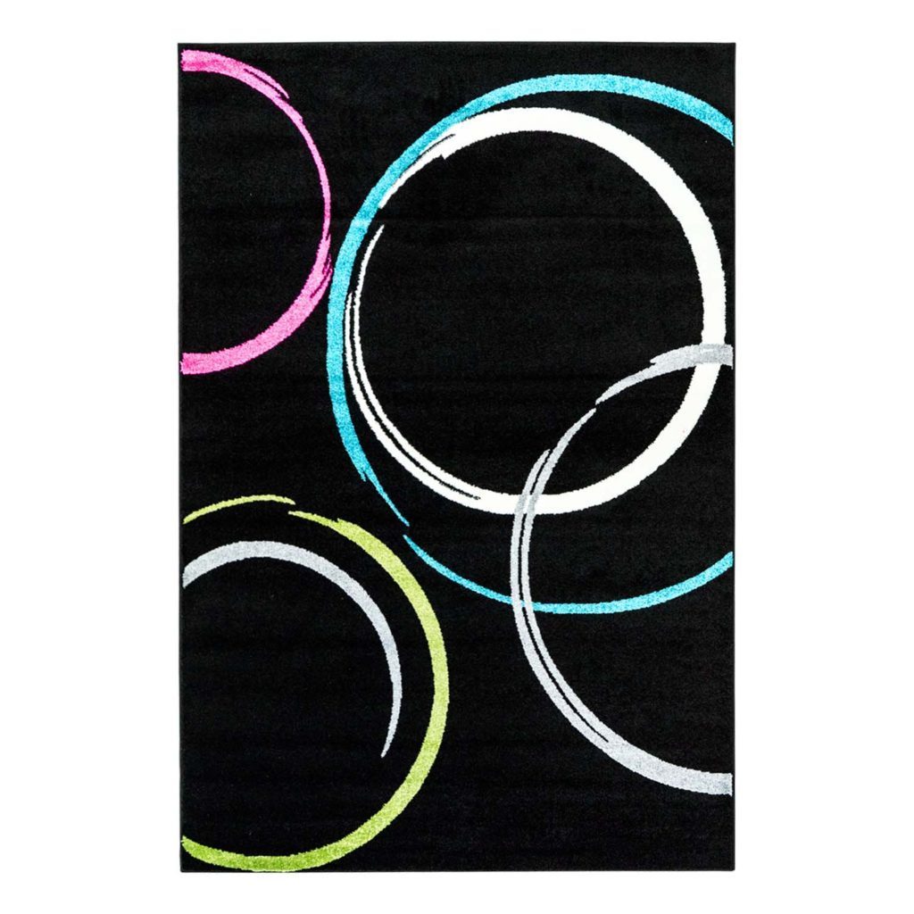 Bravo Black Neon Abstract Area Rug