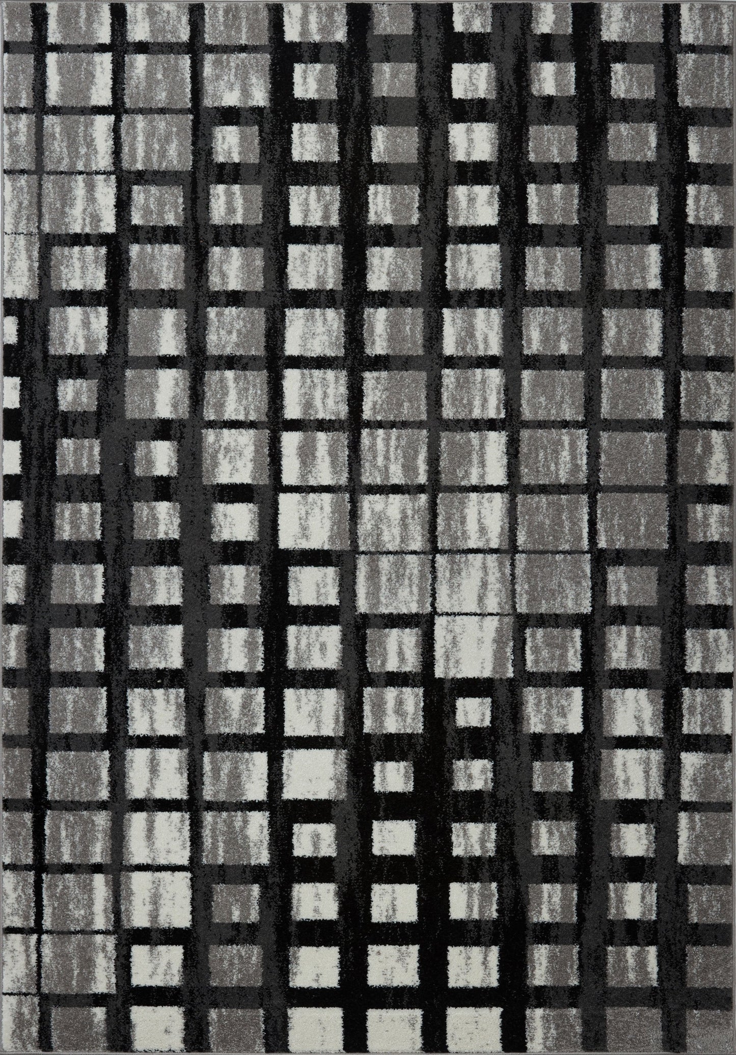 Grand Square Grey Black Area Rug -