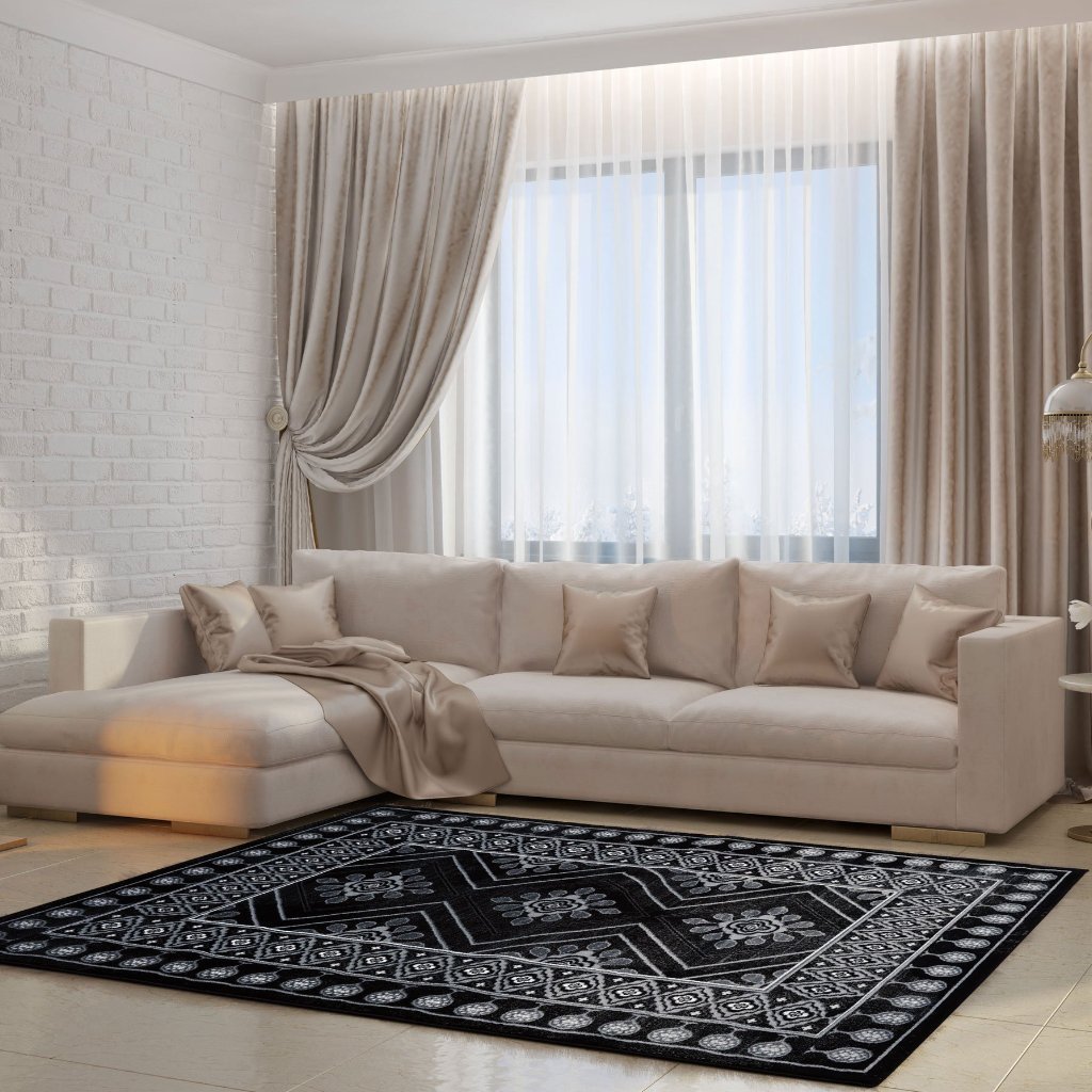 Burlington Black Gray Area Rug -