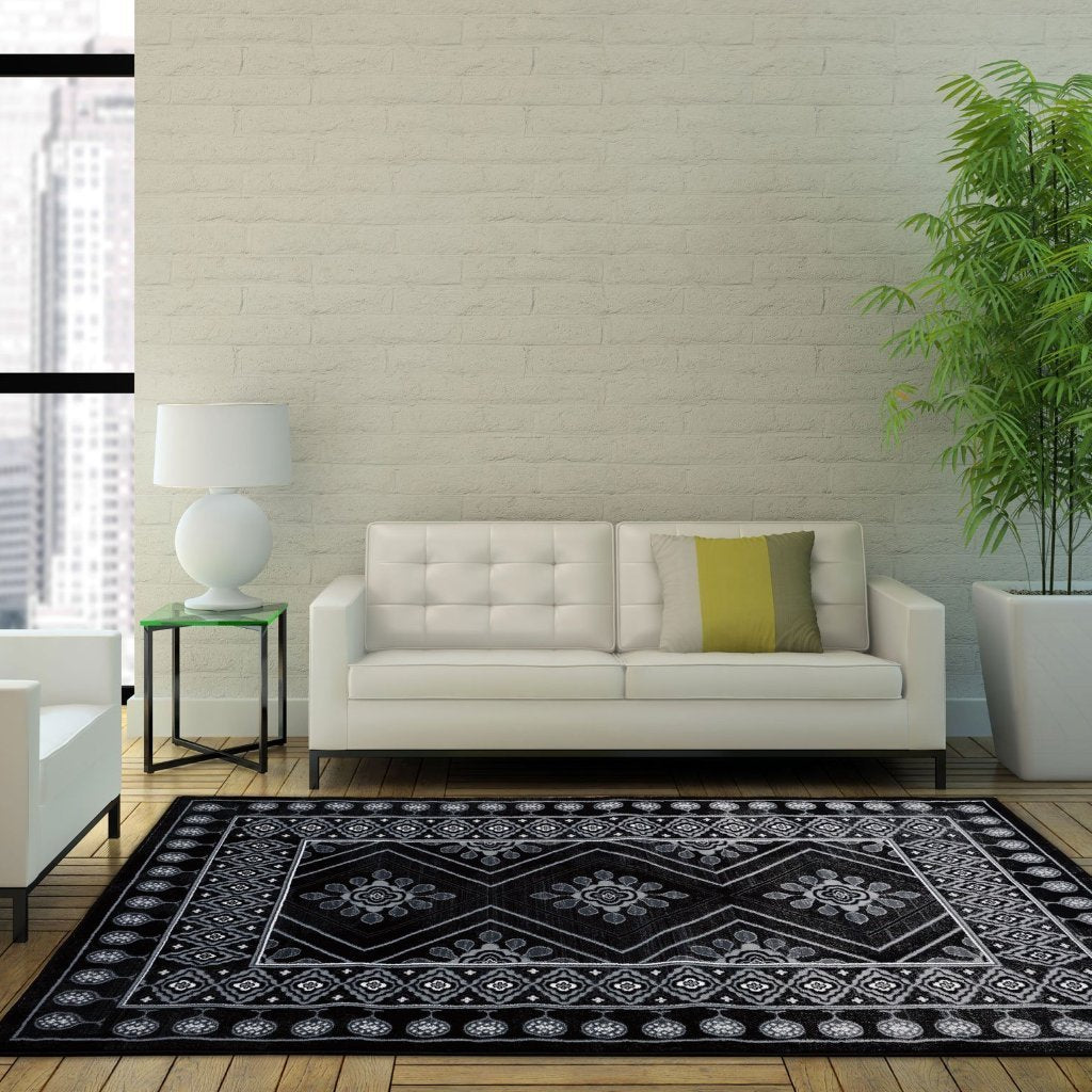 Burlington Black Gray Area Rug -