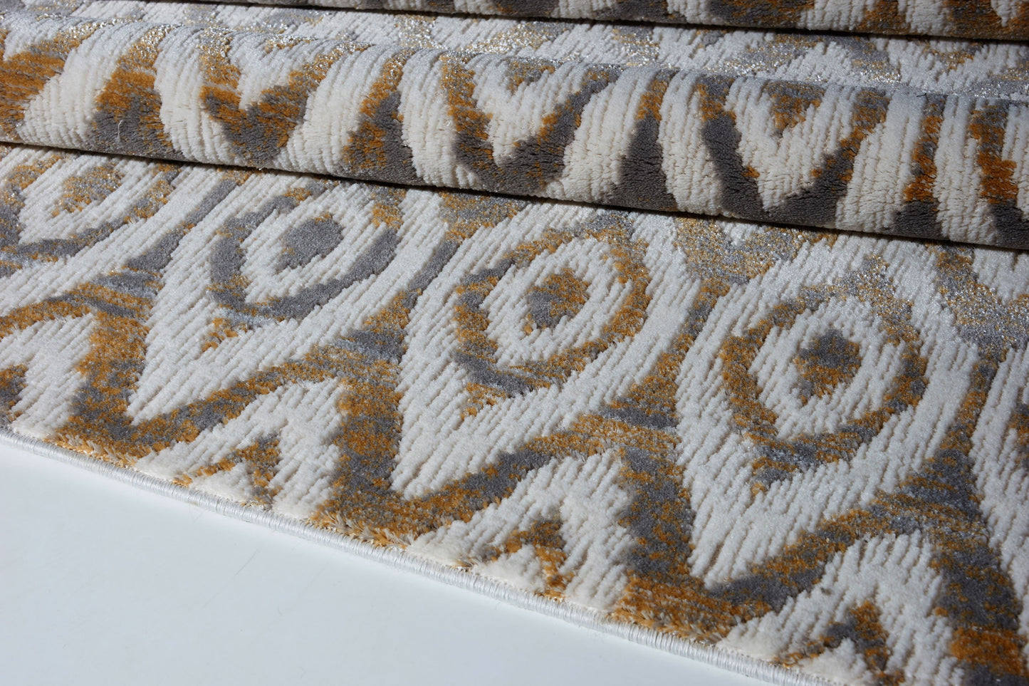 Vega Cream Gray Contemporary Area Rug -