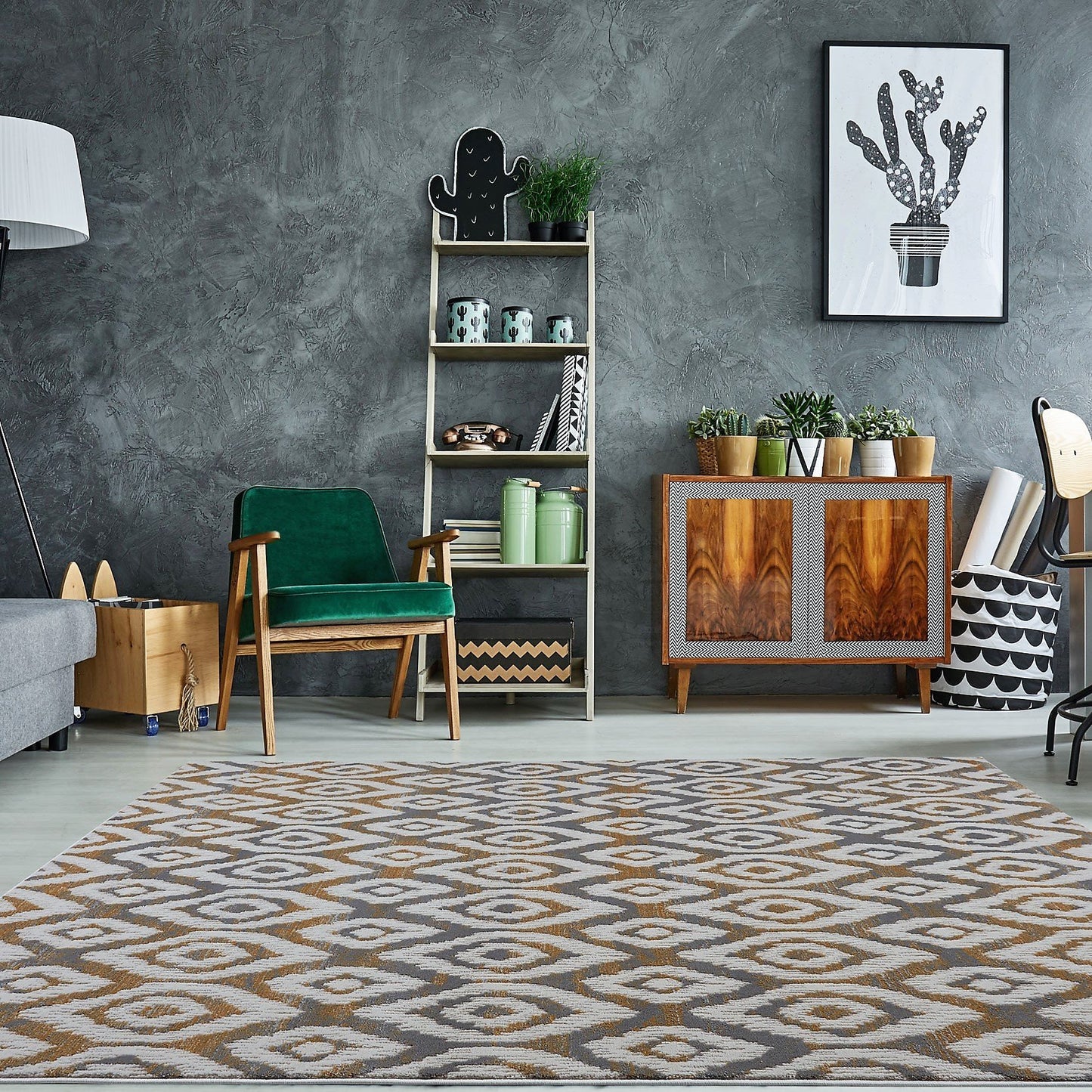 Vega Cream Gray Contemporary Area Rug -