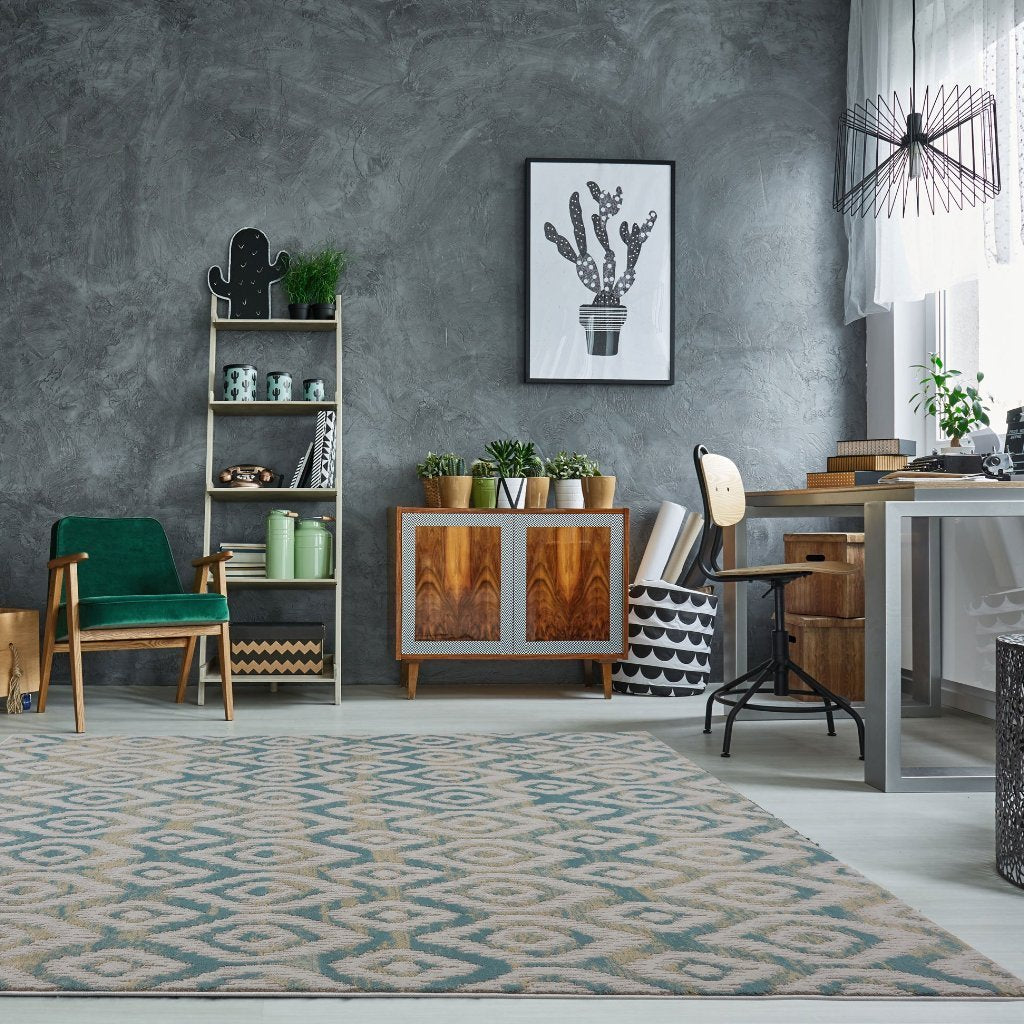 Venus Cream Blue Area Rug -
