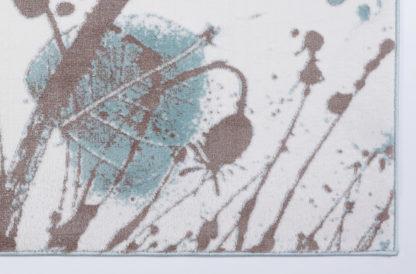 Light Blue Cream Poppy Flower Area Rug