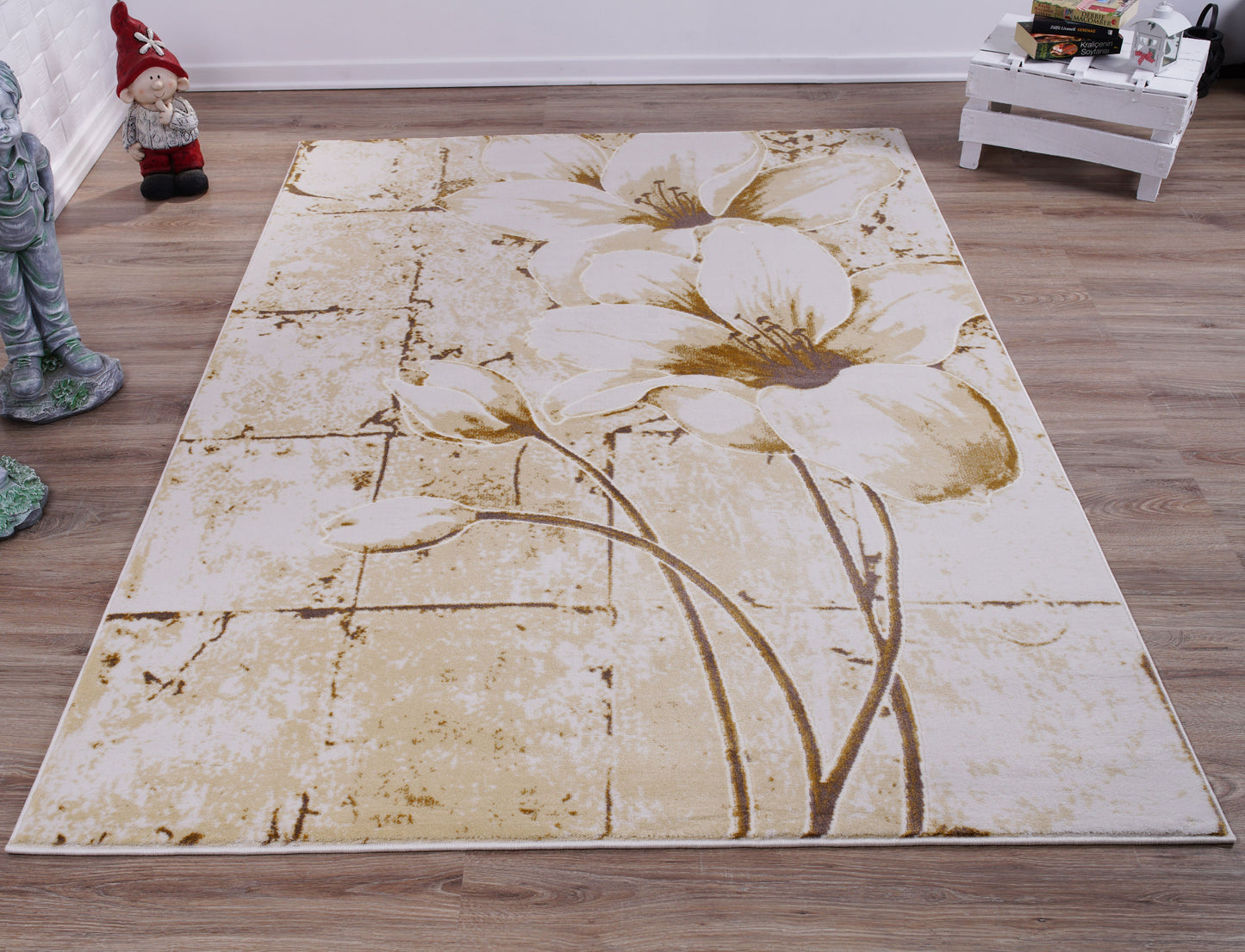 Beige Cream Tulip Area Rug