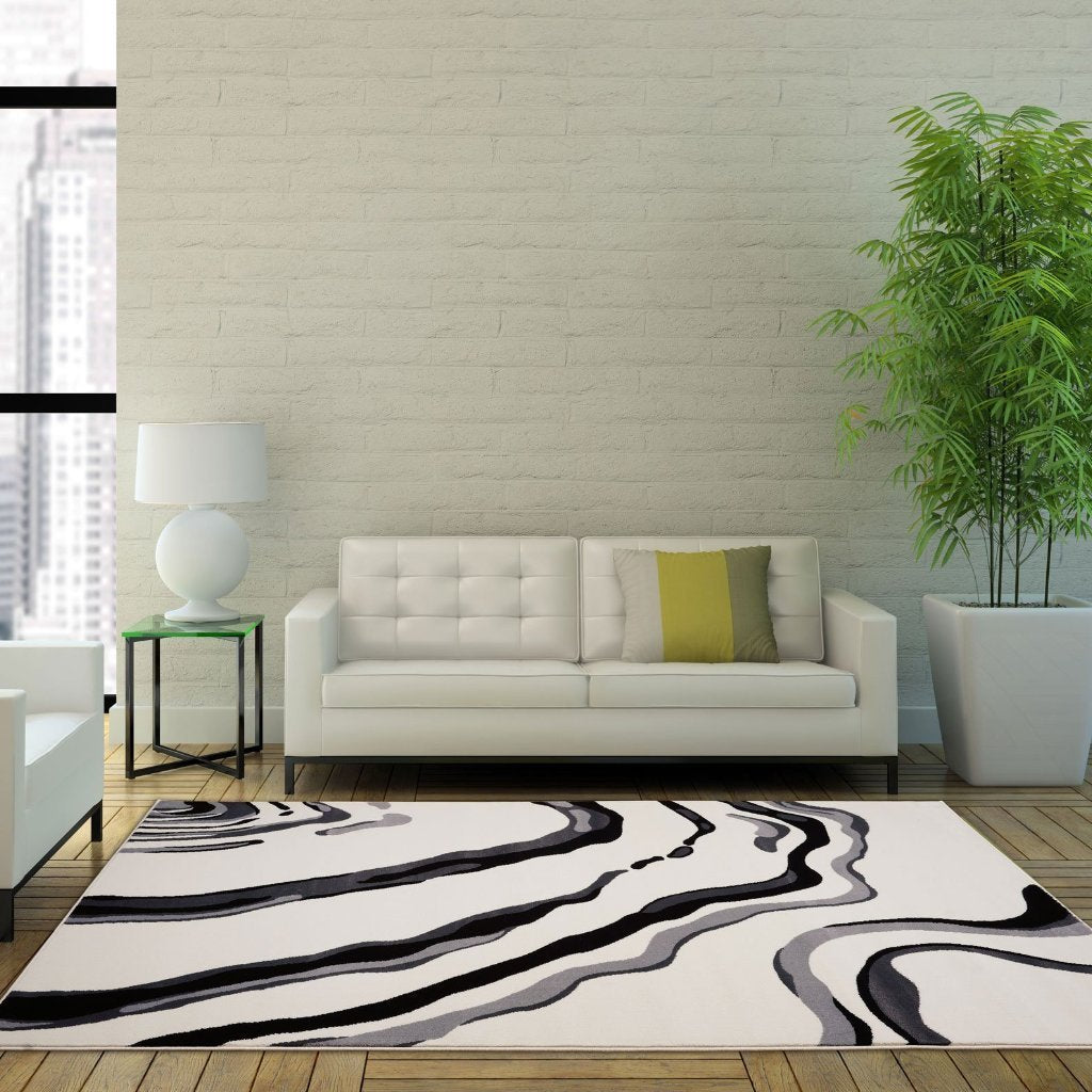 Calvin Cream Abstract Area Rug -