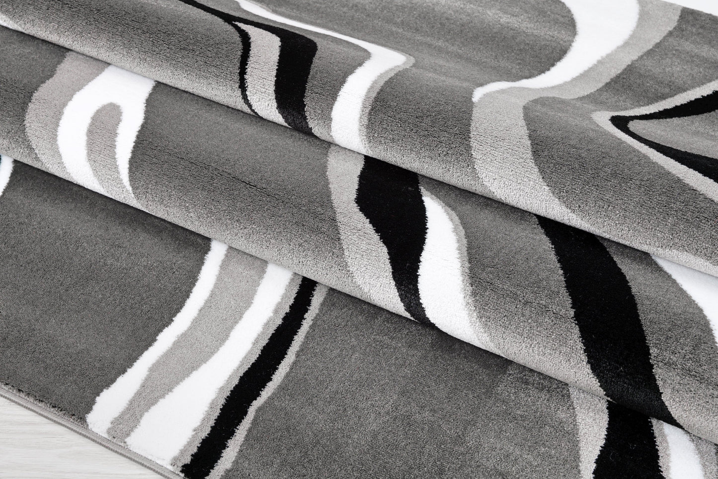 Calvin Grey Black Abstract Area Rug