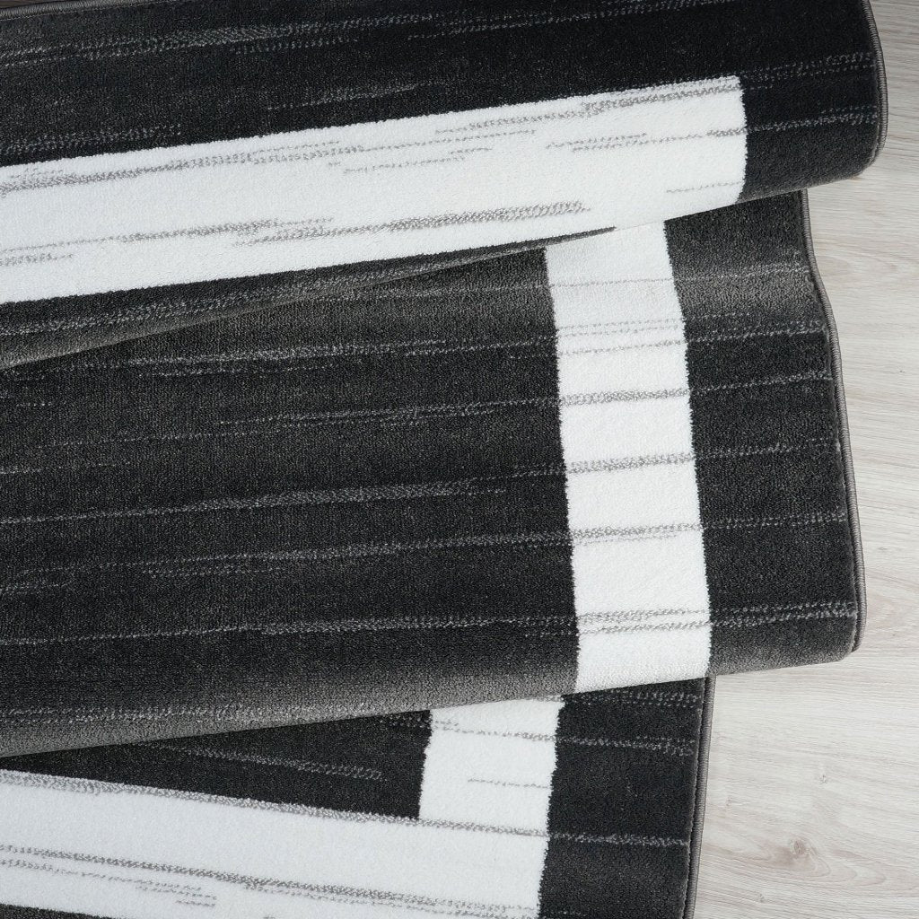 Cambridge Border Gray White Area Rug -