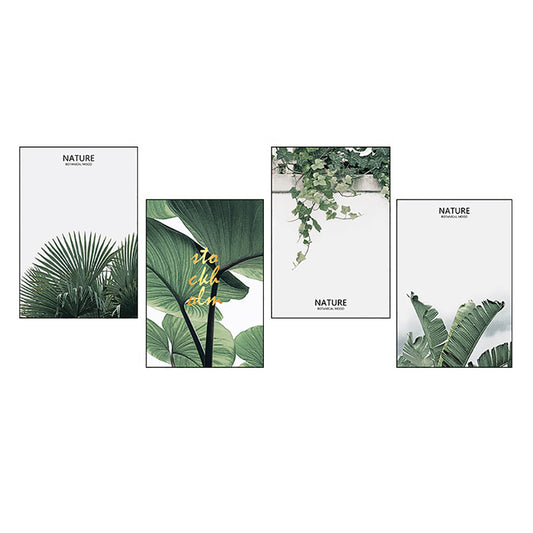 Ladole Rugs 4 Panel Botanical Green Plant Canvas Prints Modern Wall Art - Framed Aesthetic Picture Artwork for Home, Office, Hotel and Bar Includes Hook for Hang - 30x40 cm