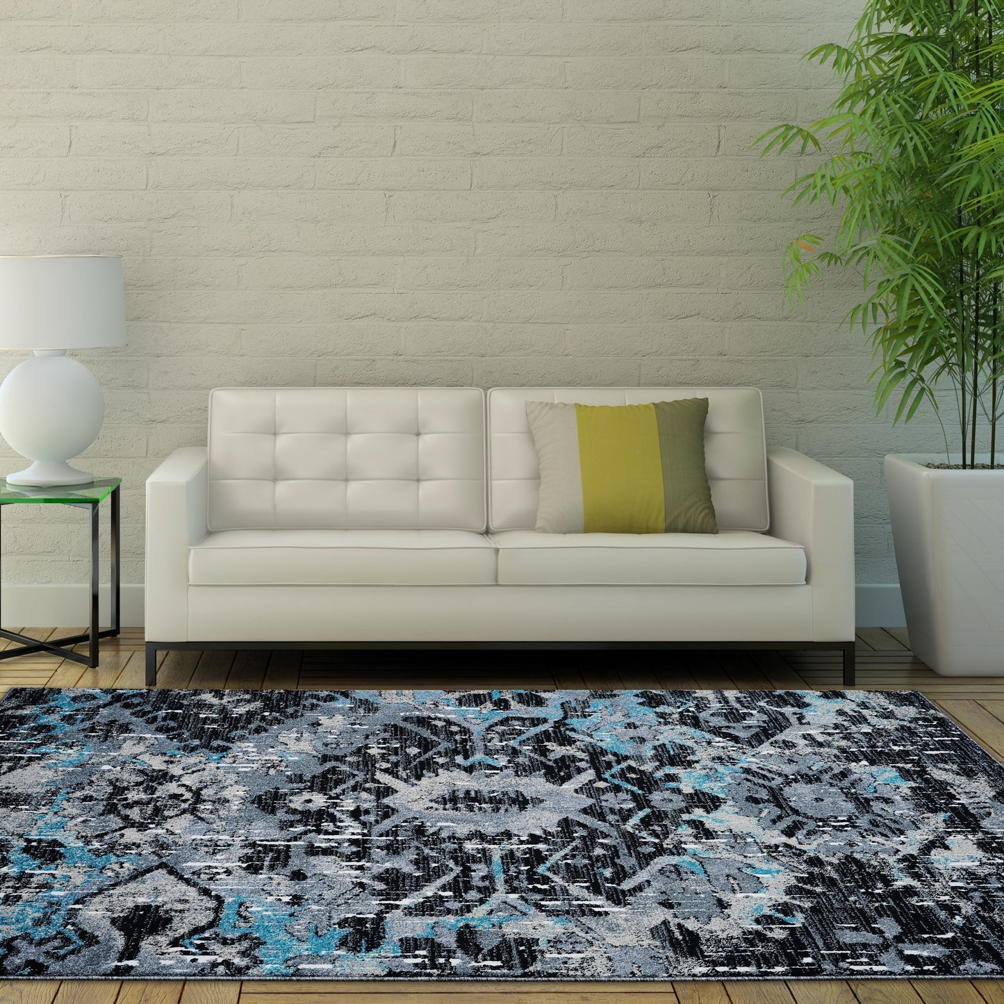 Coronado Black Turquoise Area Rug -