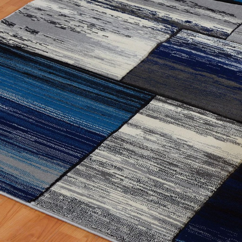Copper Blue Grey Area Rug -