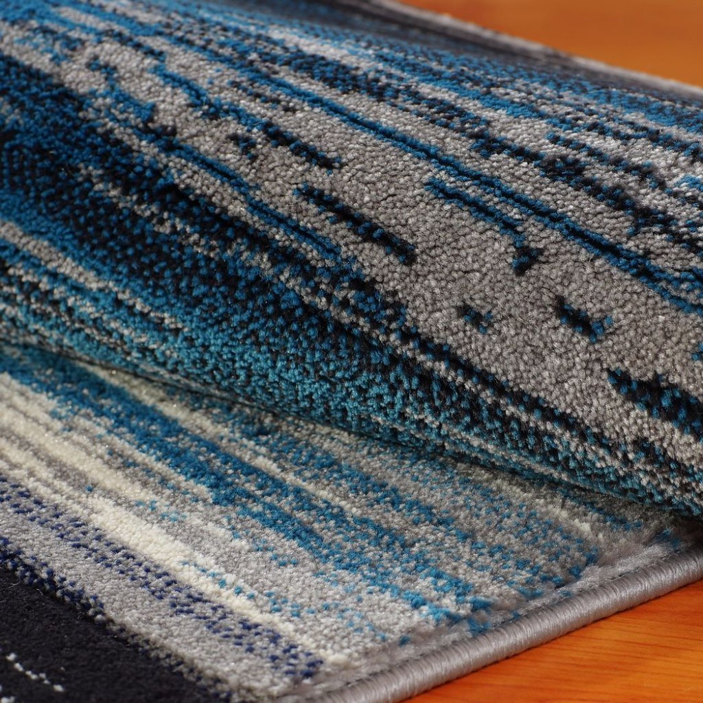 Copper Blue Grey Area Rug -