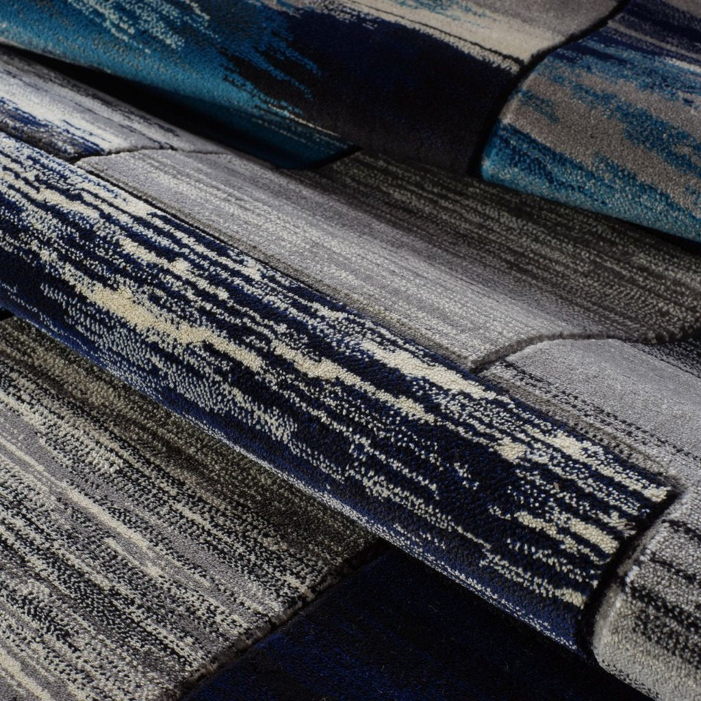 Copper Blue Grey Area Rug -