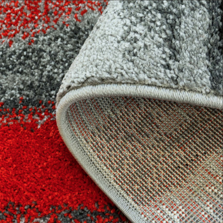 Copper Abstract Area Rug Grey Red -