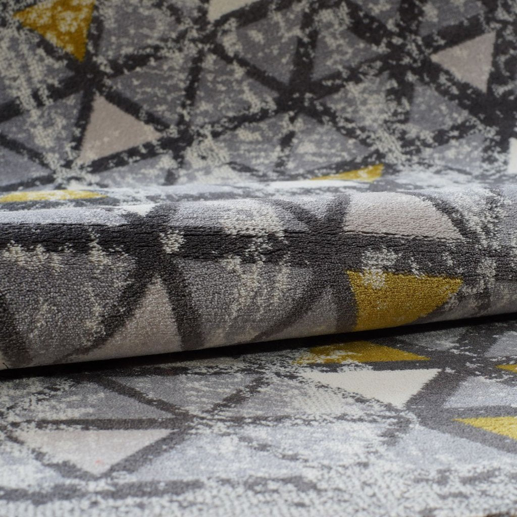 Diamond Grey Triangles Geometric Area Rug -