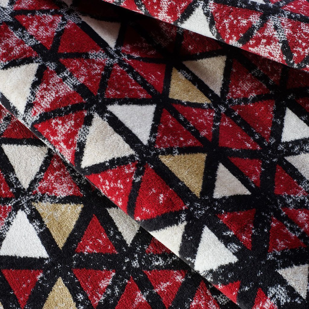 Diamond Currant Red Triangles Area Rug -