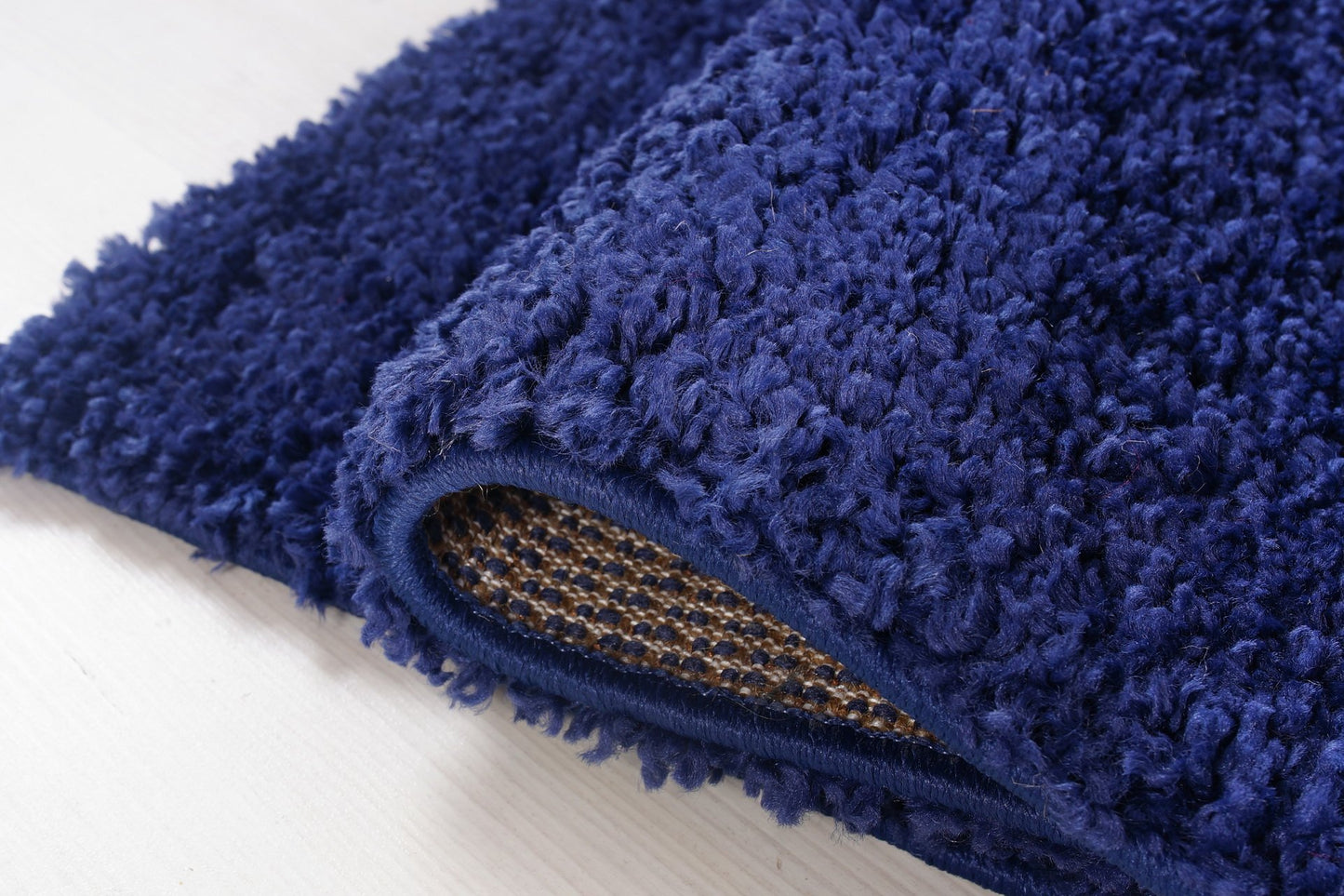 Solid Color Shaggy Meknes Durable Beautiful Turkish Rug in Navy Blue