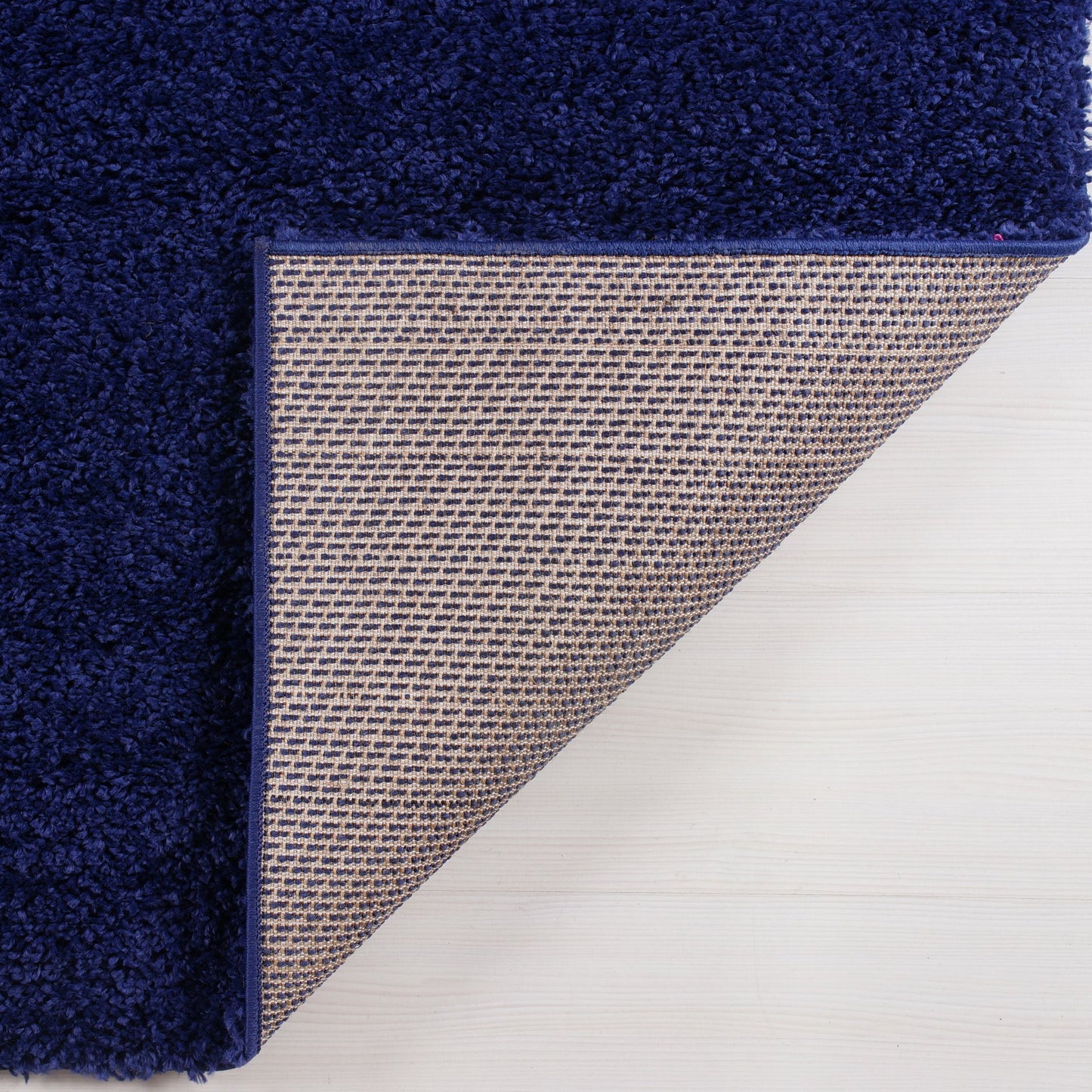 Solid Color Shaggy Meknes Durable Beautiful Turkish Rug in Navy Blue
