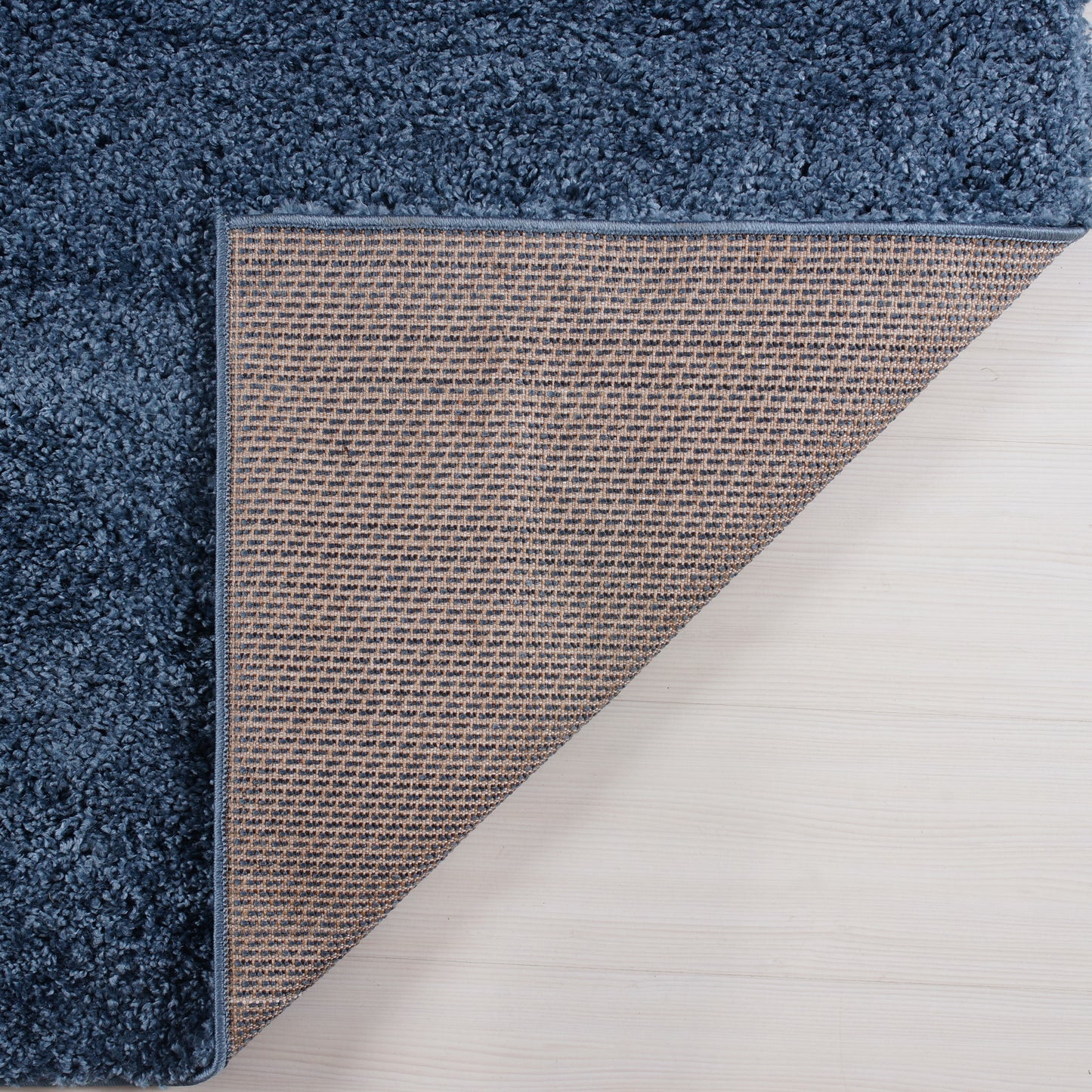 Solid Color Shaggy Meknes Durable Beautiful Turkish Rug in Blue