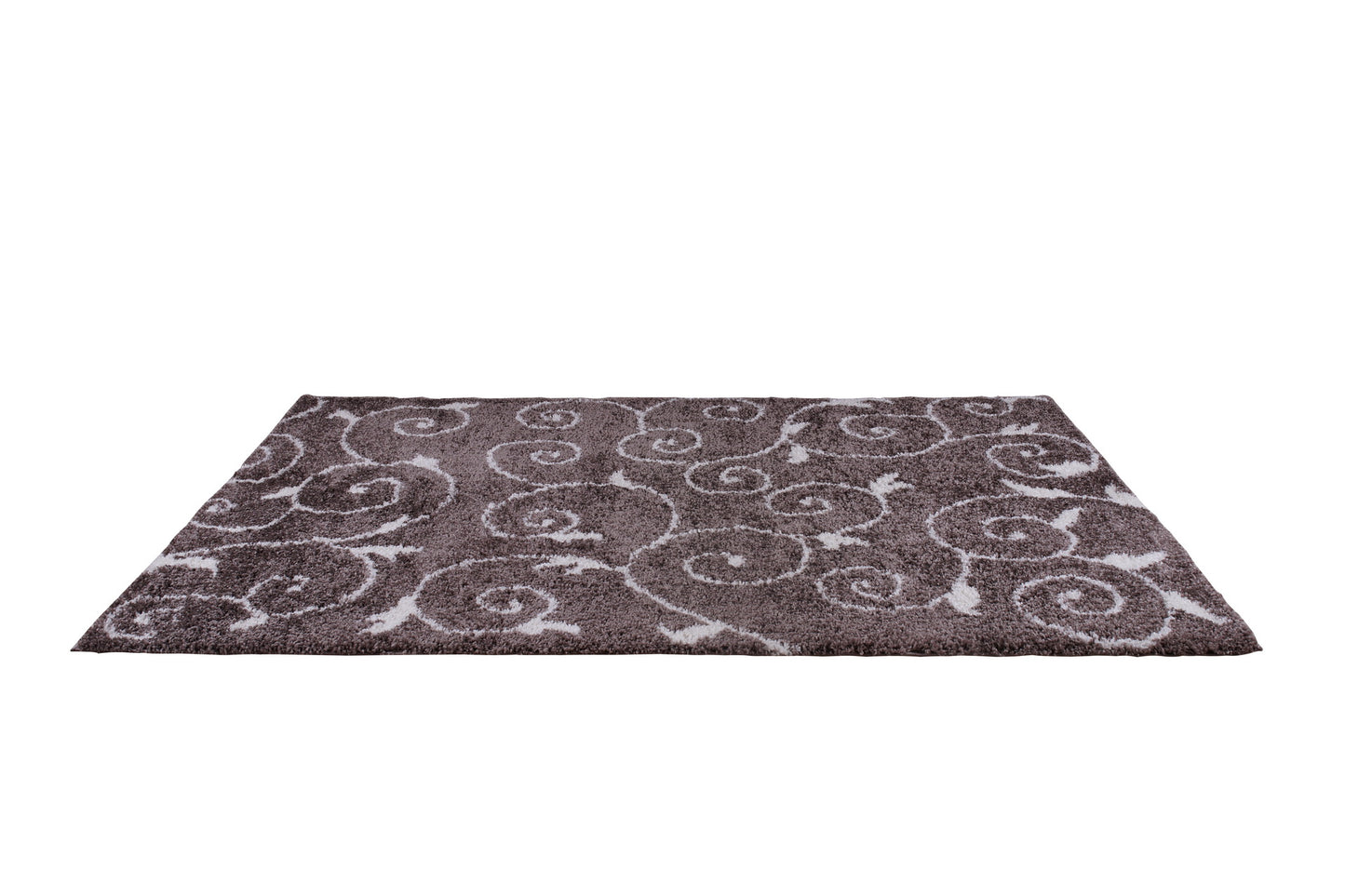 Shaggy Rabat Abstract Pattern Sustainable Spirals Style Indoor Big Runner Rug, Mink White, 2'7" x 9'10" (80 cm x 300 cm)