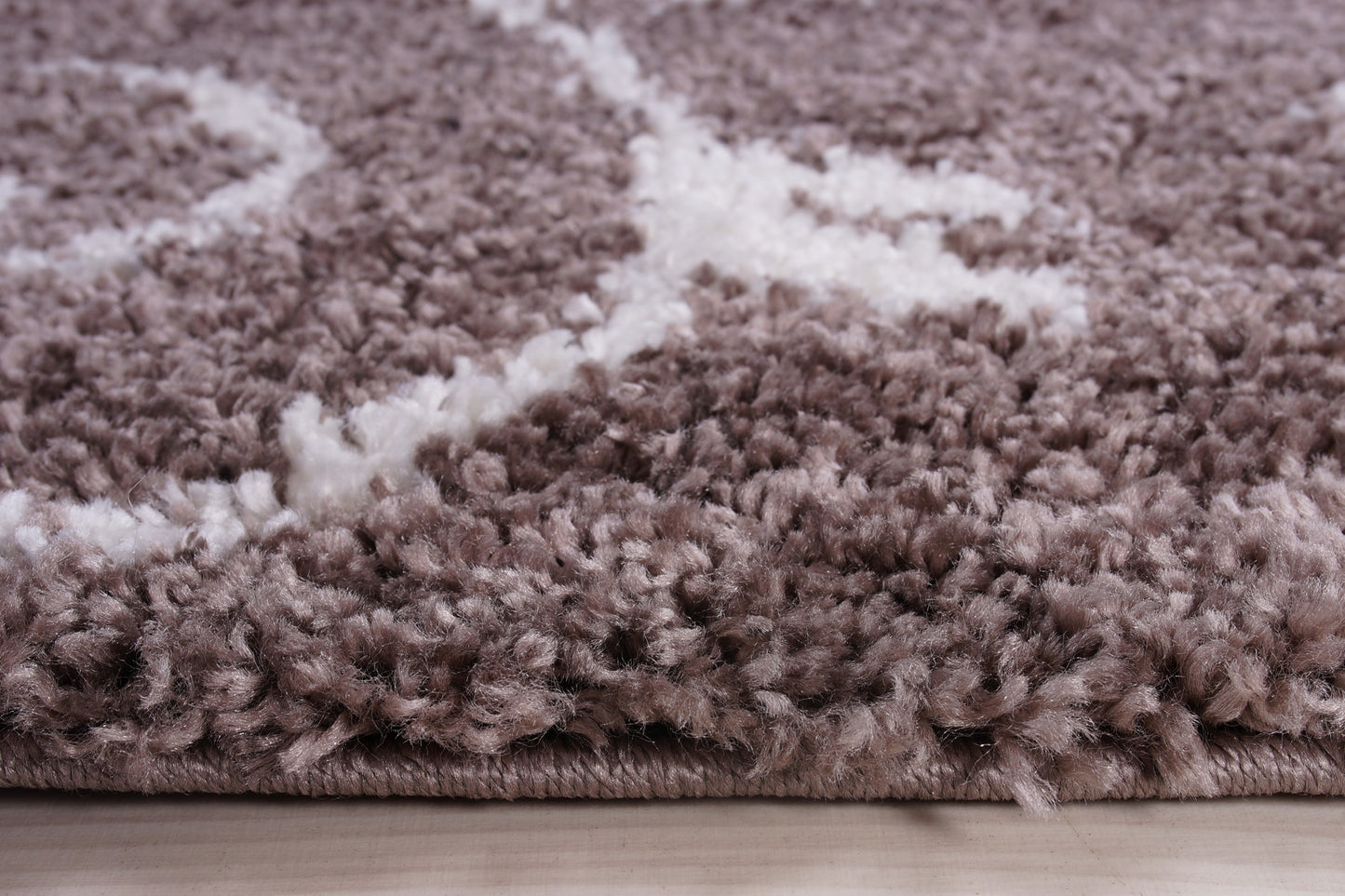 Shaggy Rabat Abstract Pattern Sustainable Spirals Style Indoor Big Runner Rug, Mink White, 2'7" x 9'10" (80 cm x 300 cm)
