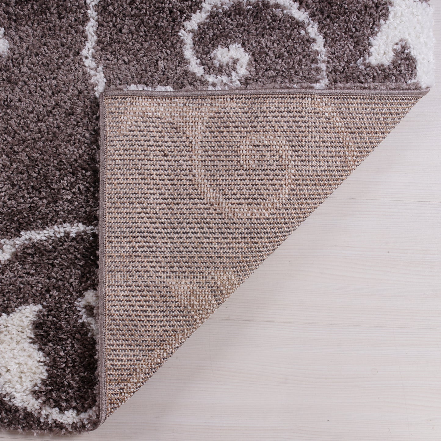 Shaggy Rabat Abstract Pattern Sustainable Spirals Style Indoor Big Runner Rug, Mink White, 2'7" x 9'10" (80 cm x 300 cm)