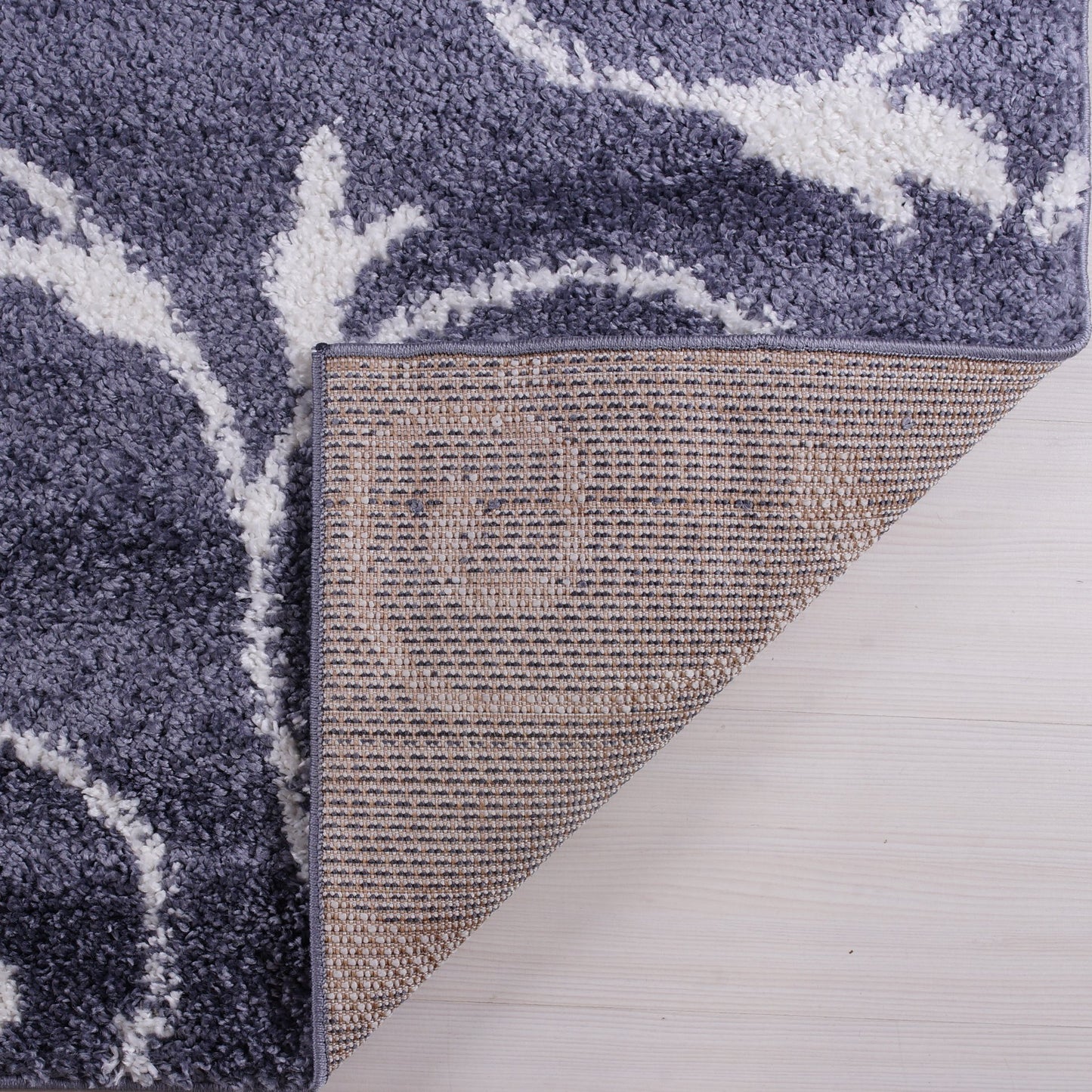 Shaggy Rabat Abstract Pattern Sustainable Spirals Style Indoor Area Rug Carpet, Dark Gray/White