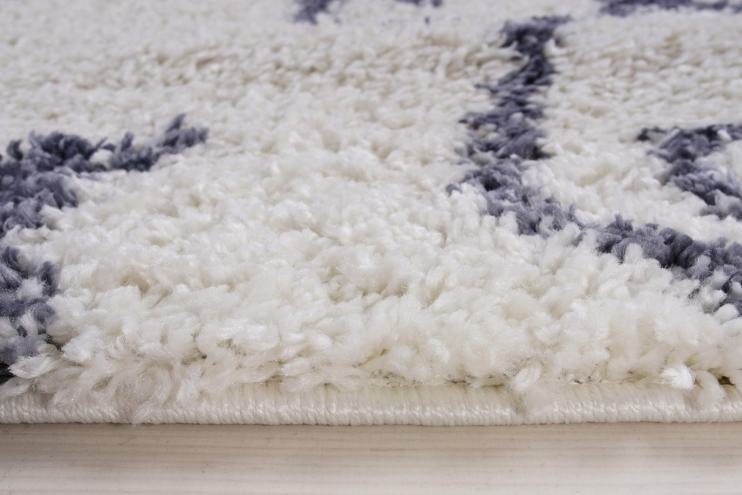 Shaggy Rabat Abstract Pattern Sustainable Spirals Style Indoor Big Runner Rug, White/Dark Gray,