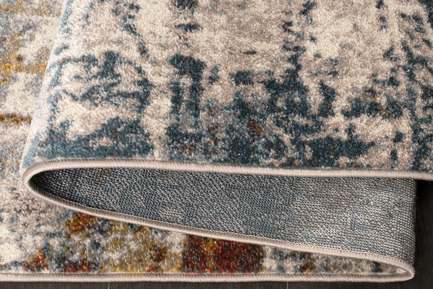 Beige Blue Mustard Brick Red Multicolor Abstract Rustic Area Rug For Living Room Bedroom