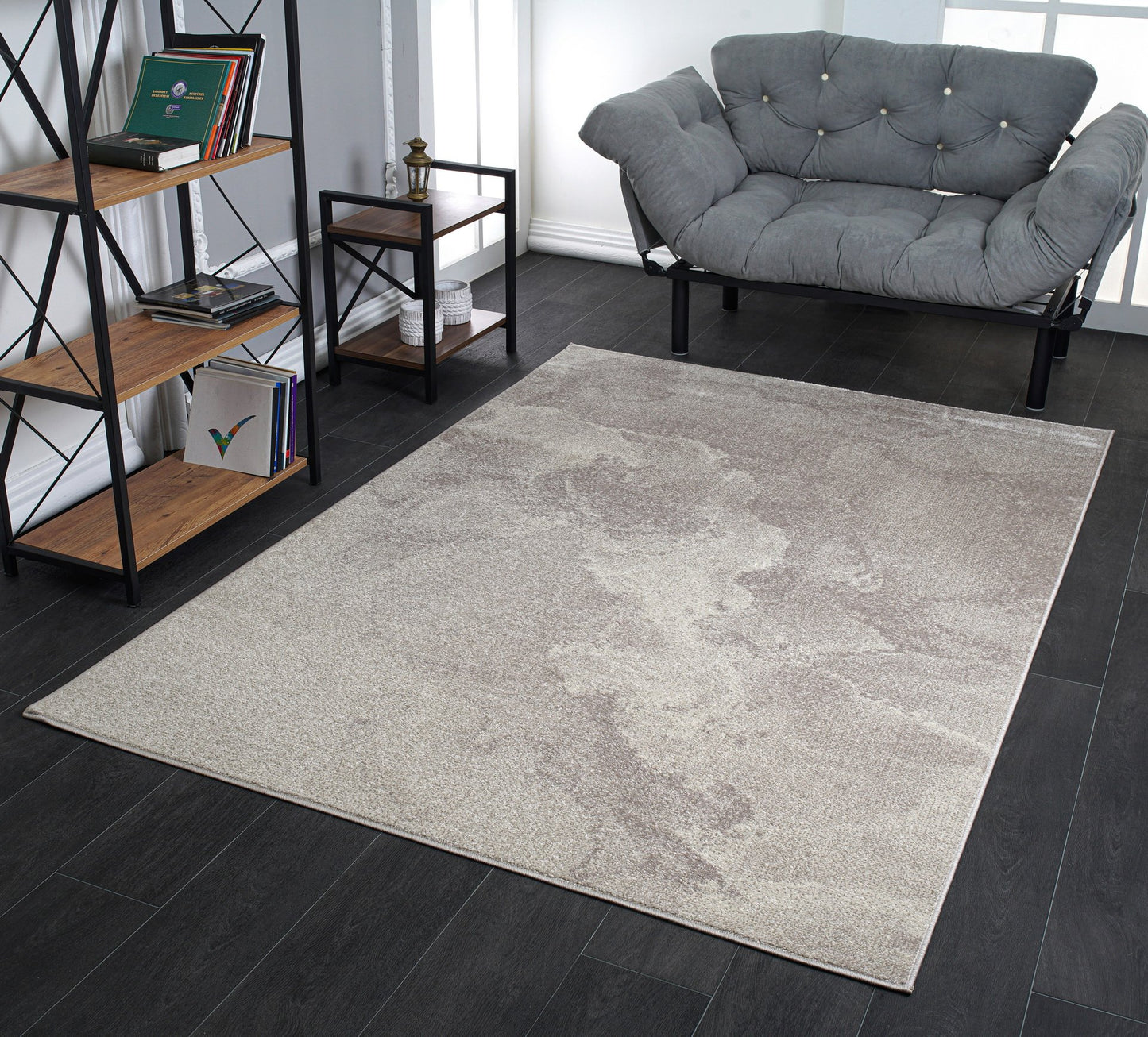 Logan Beige Cream Rustic Marble Design Modern Contemporary Area Rug