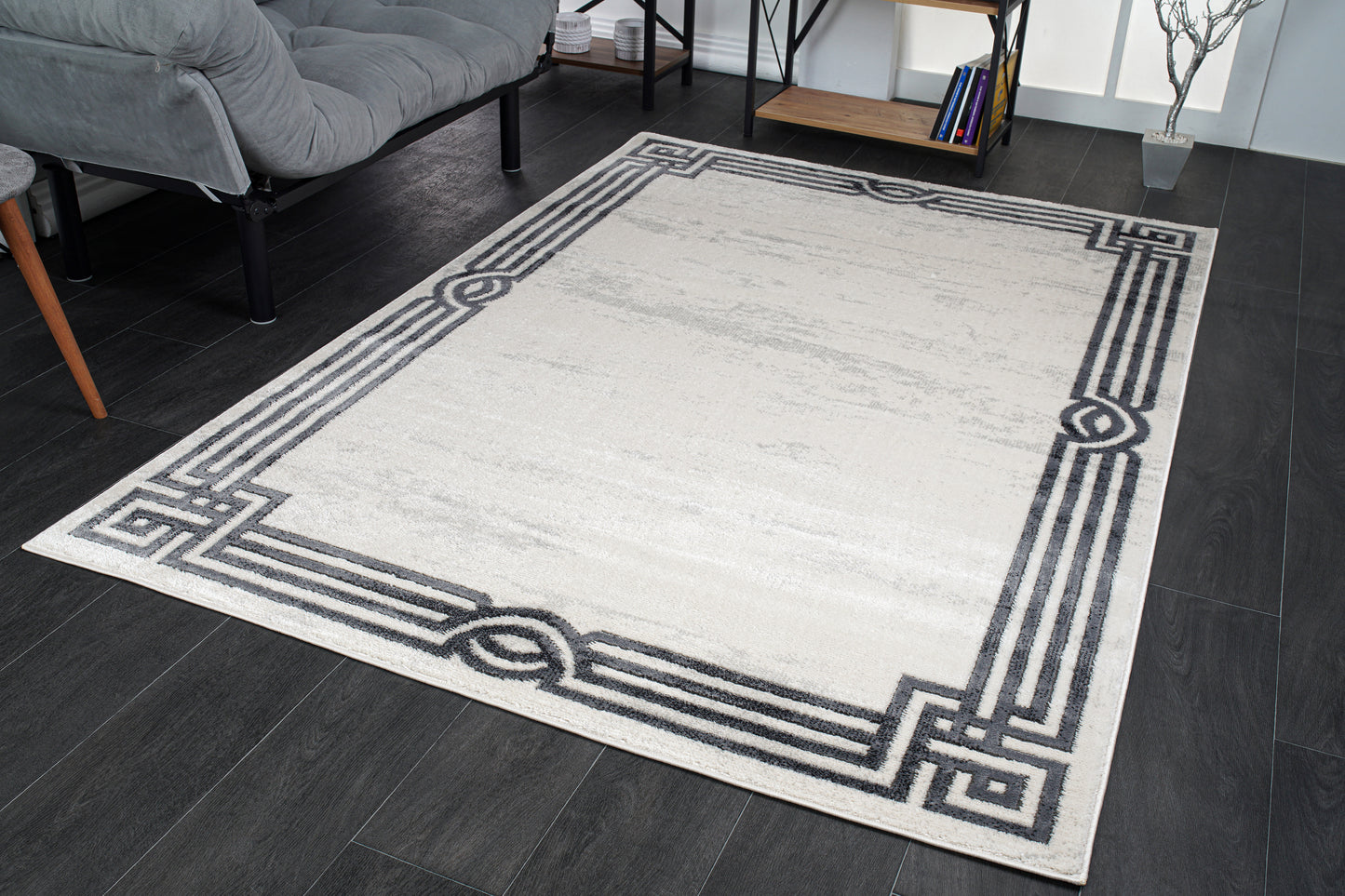 Lucas Dark Light Grey Modern Straps Design Area Rug