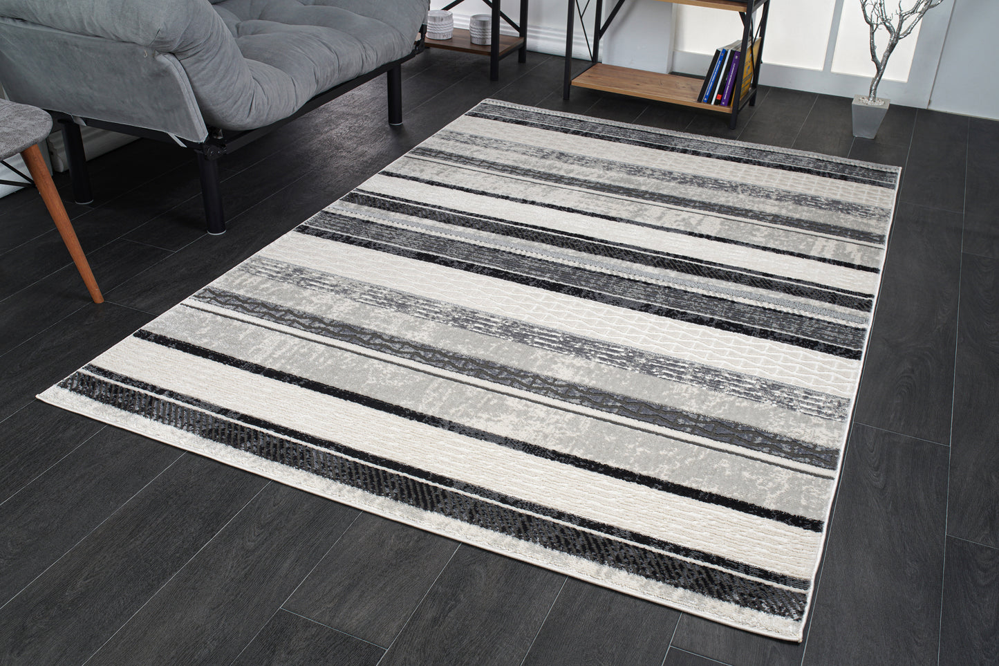 Lucas Dark Light Grey Modern Contemporary Area Rug