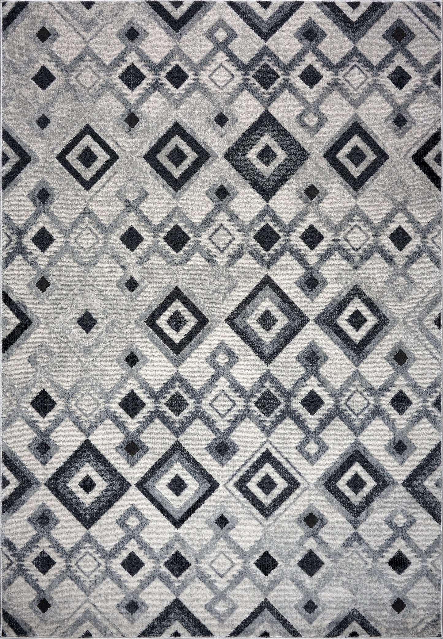 Lucas Dark Light Grey Modern Geometric Area Rug Diamond Pattern