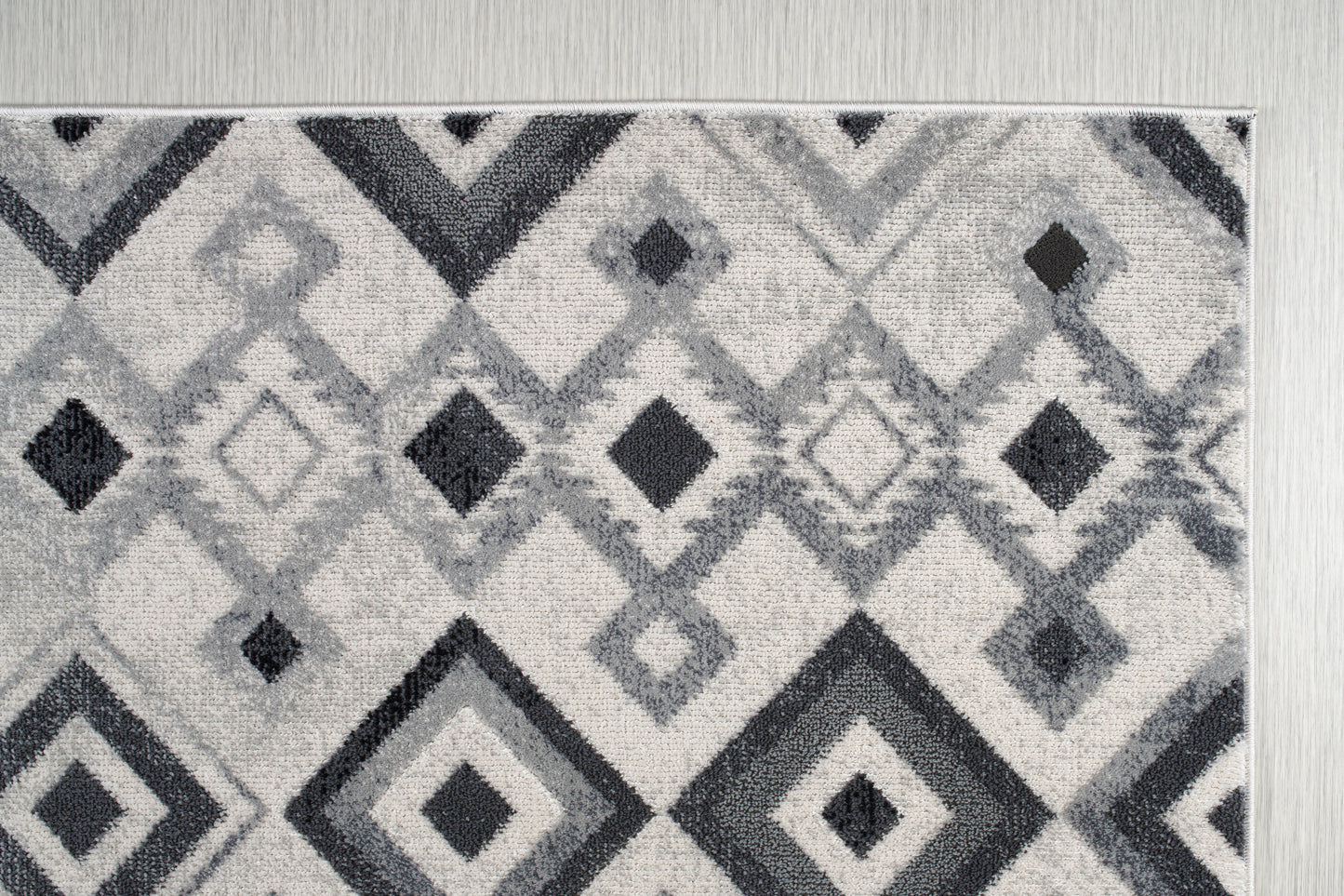 Lucas Dark Light Grey Modern Geometric Area Rug Diamond Pattern