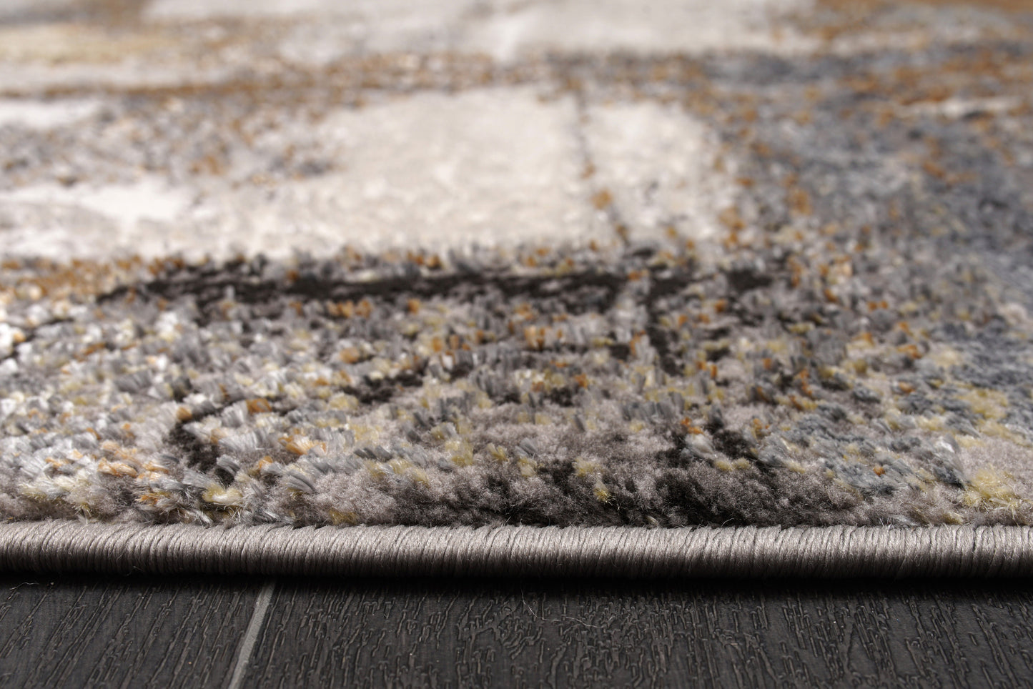 Cream Copper Gold Grey Metalic Rustic Abstract Patches Pattern Area Rug