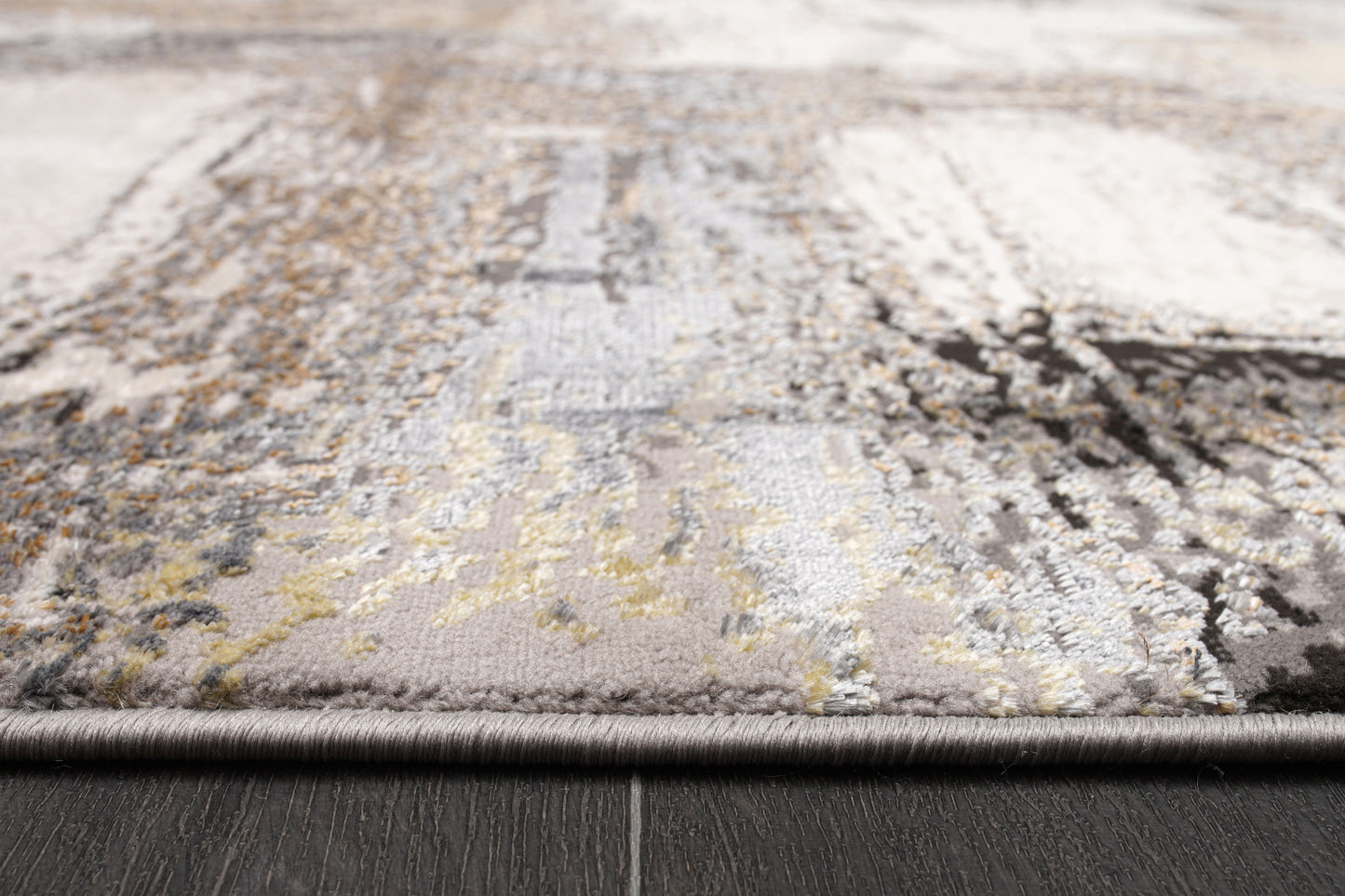 Cream Copper Gold Grey Metalic Rustic Abstract Patches Pattern Area Rug