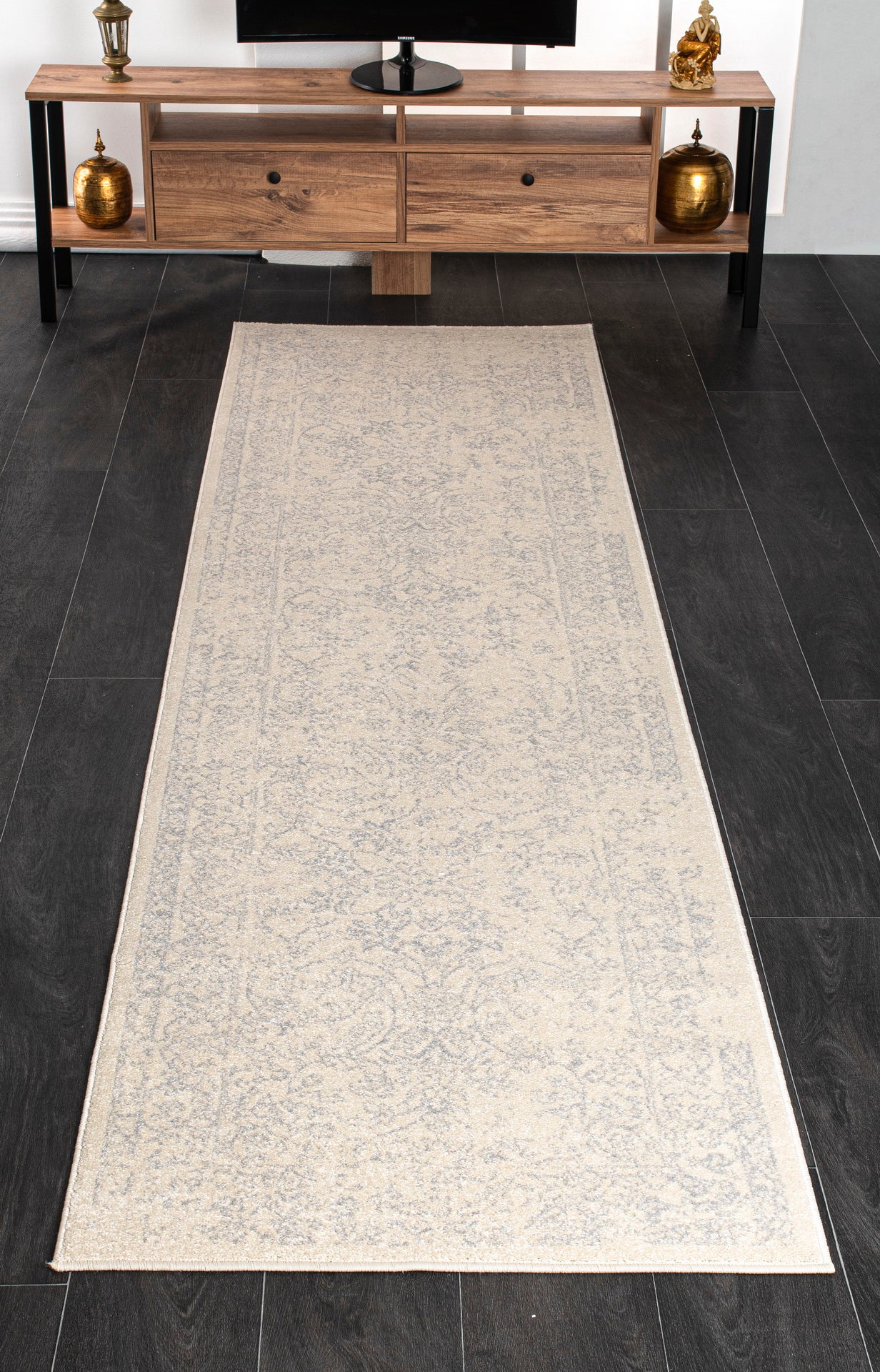Cream Grey Persian Traditional Area Rug