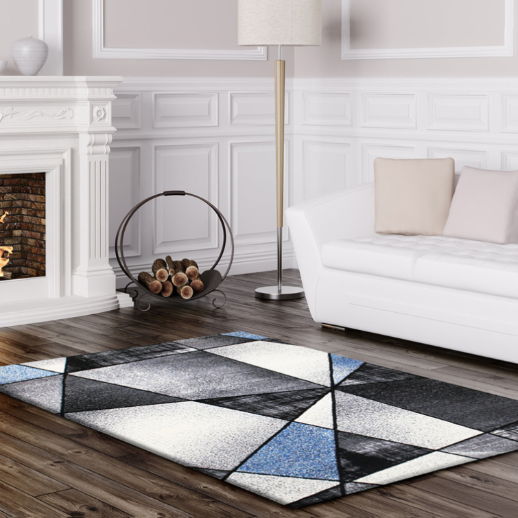 Emperor Abstract Gray Blue Area Rug -