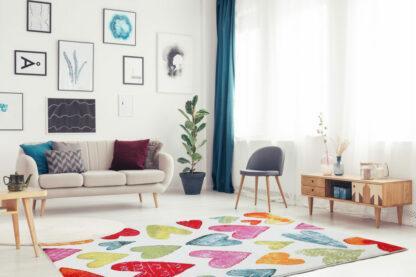 Cream Multi Hearts Area Rug