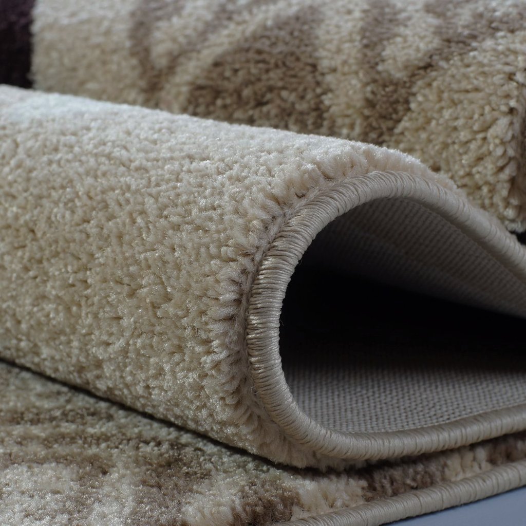 Flash Caramel Beige Geometric Area Rug -