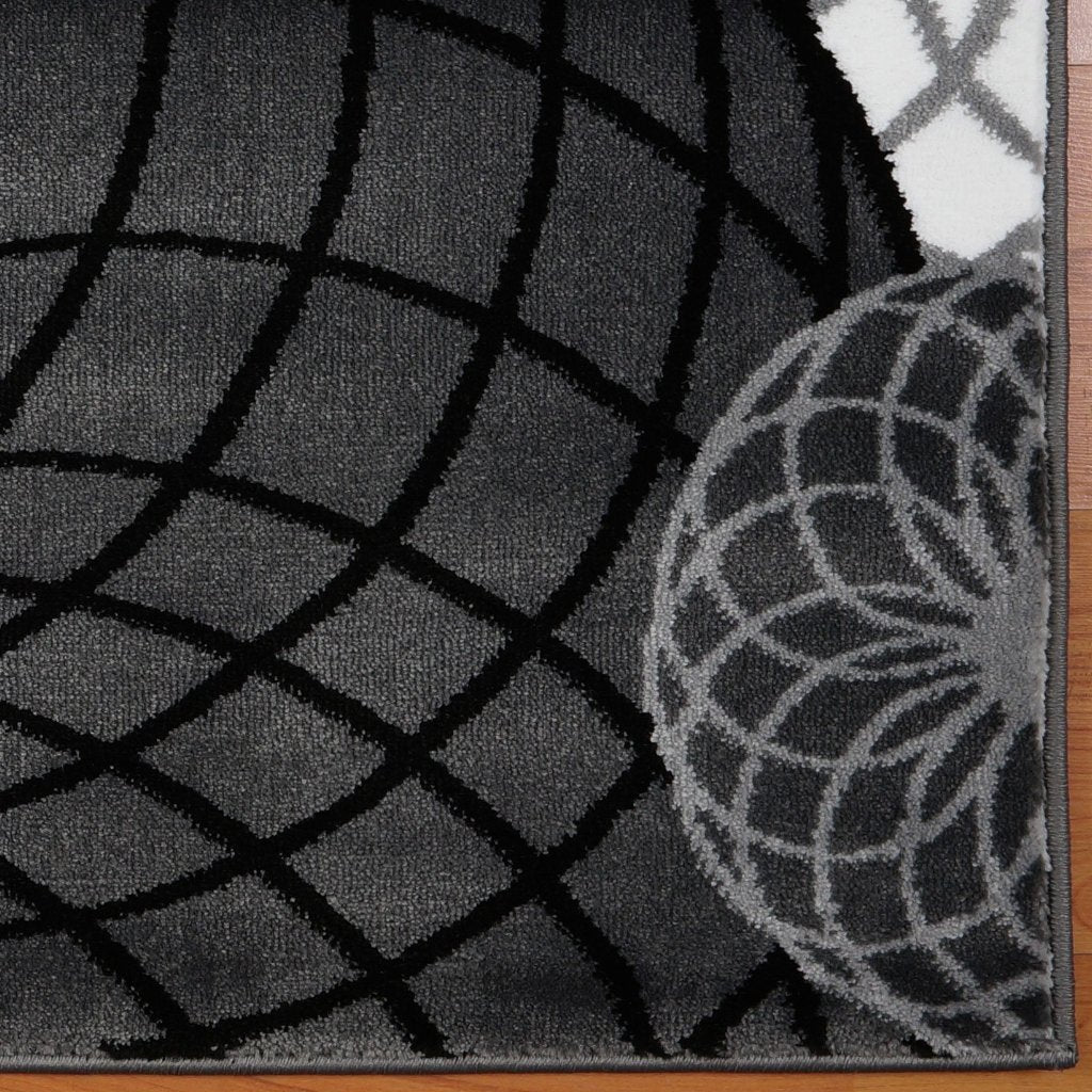 Gloria Circles Black Grey Geometric Area Rug -