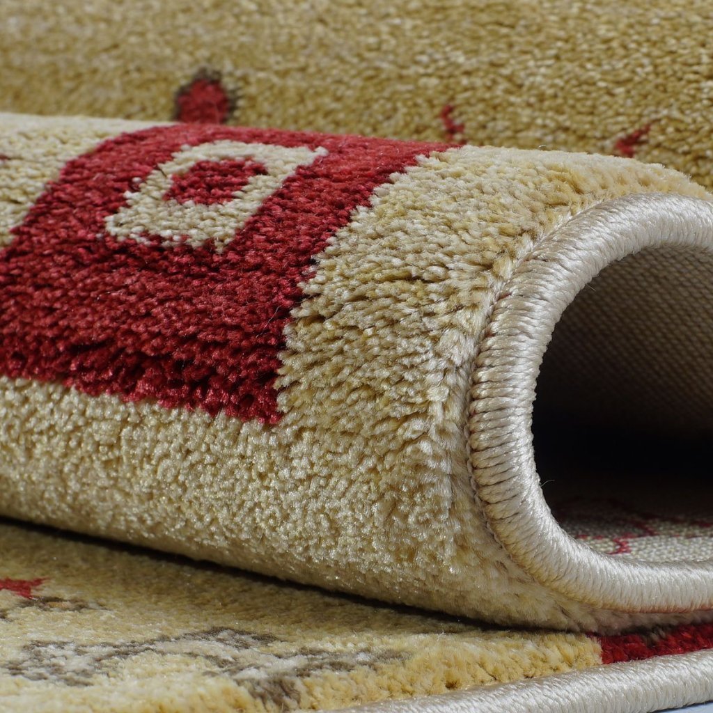Guinea Cherry Red Border Design Area Rug -