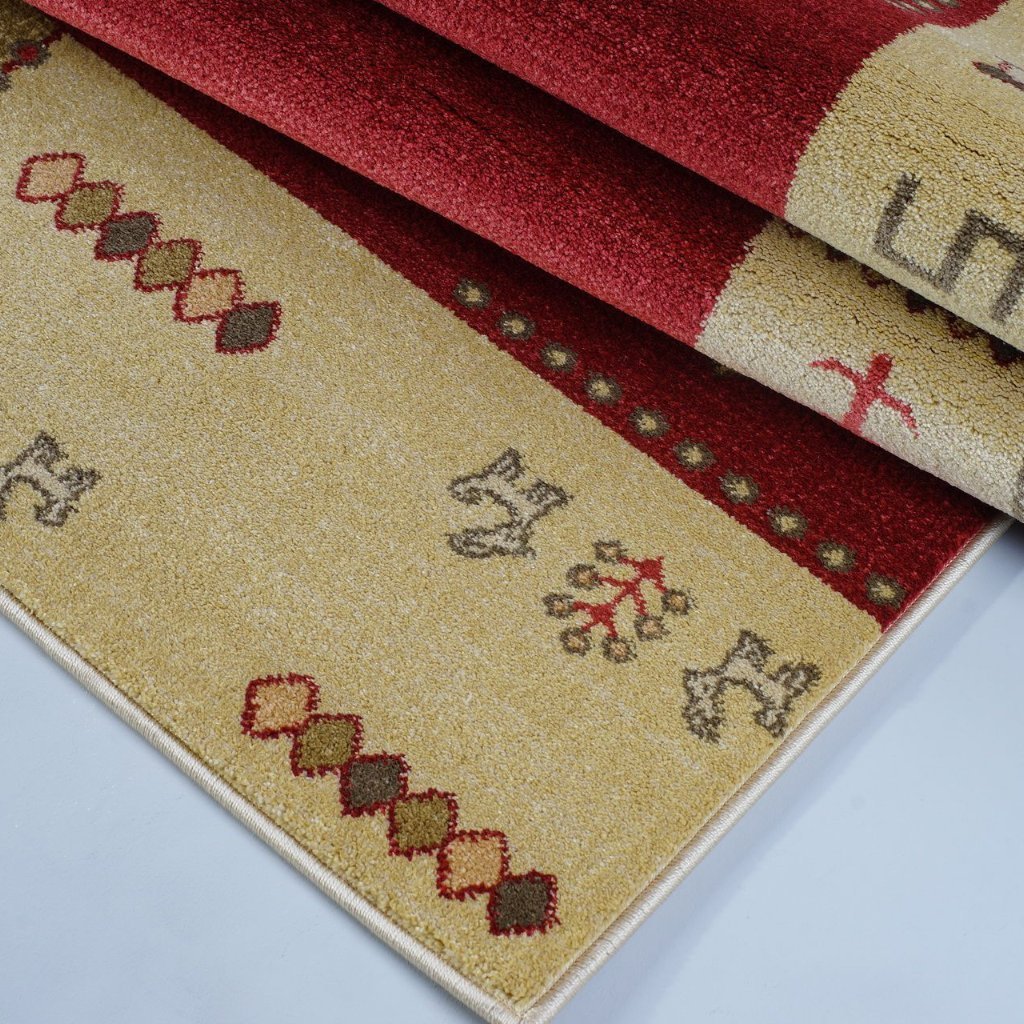 Guinea Cherry Red Border Design Area Rug -