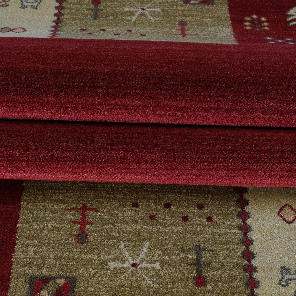 Guinea Cherry Red Border Design Area Rug -