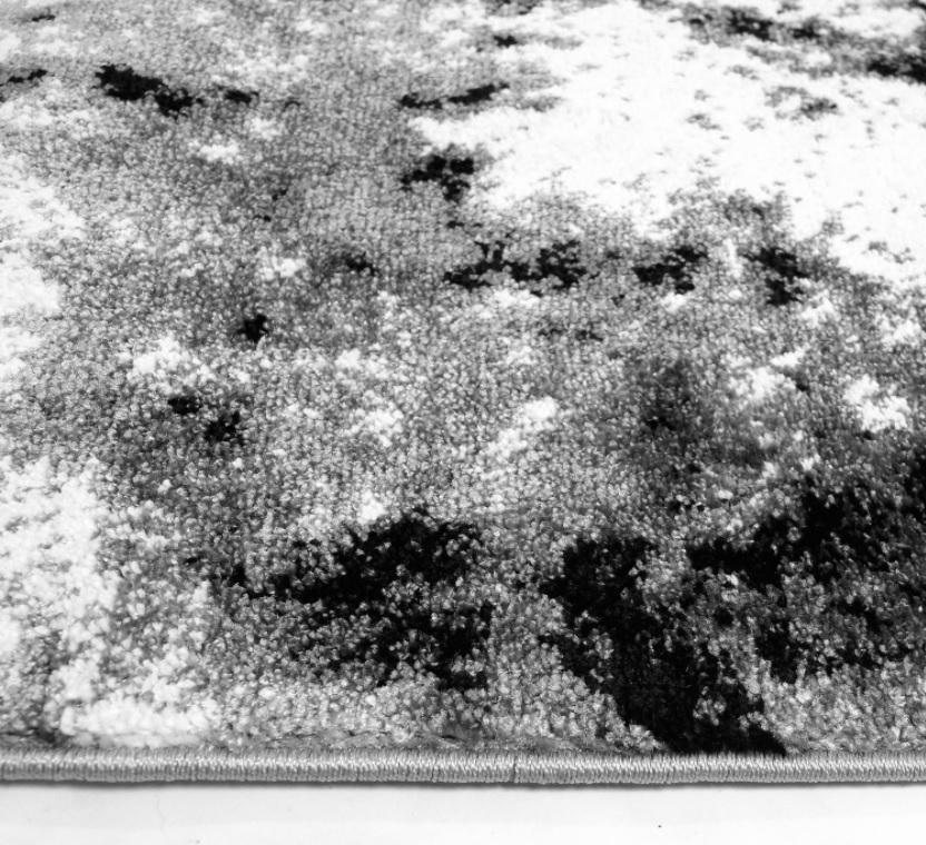 Grey White Abstract Area Rug -