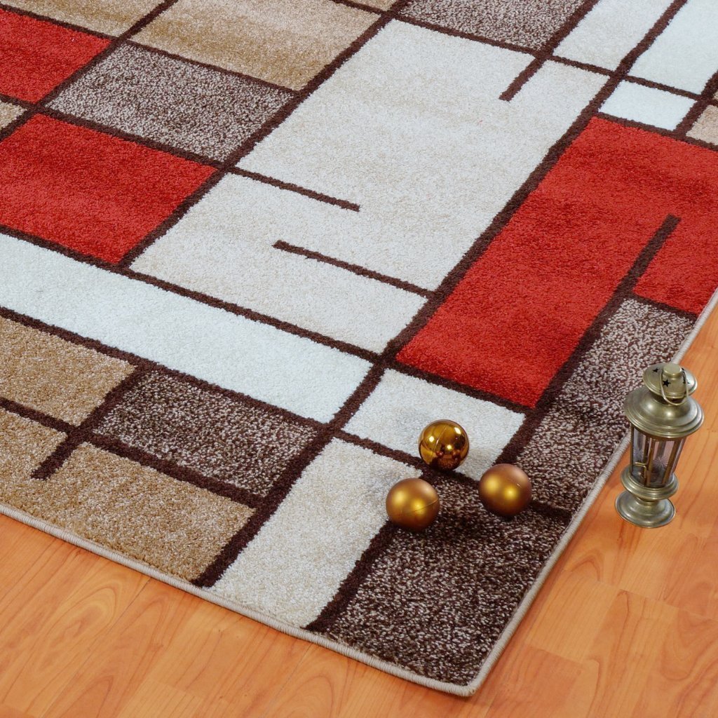 Joy Beige Cream Multi Color Blocks Area Rug -