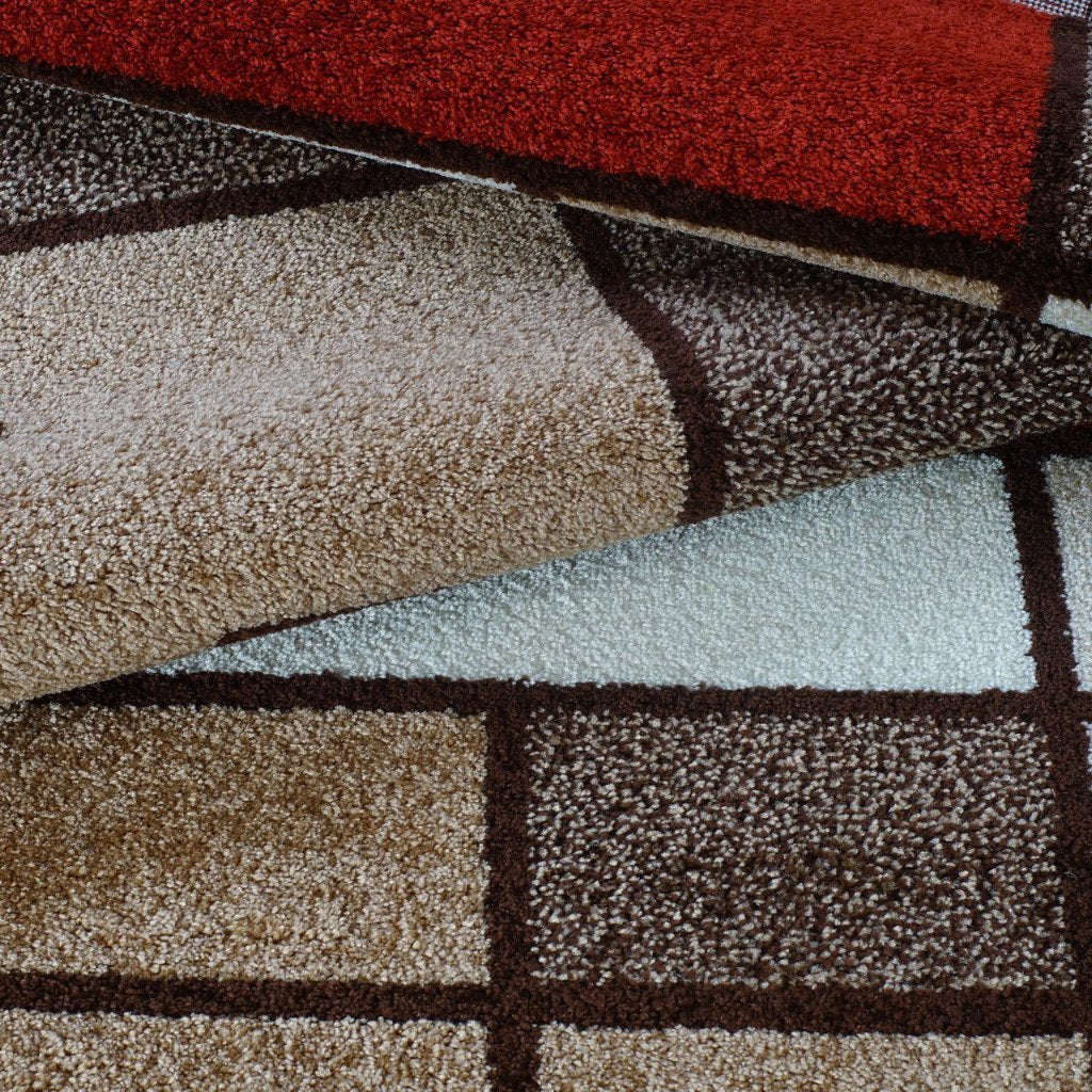 Joy Beige Cream Multi Color Blocks Area Rug -